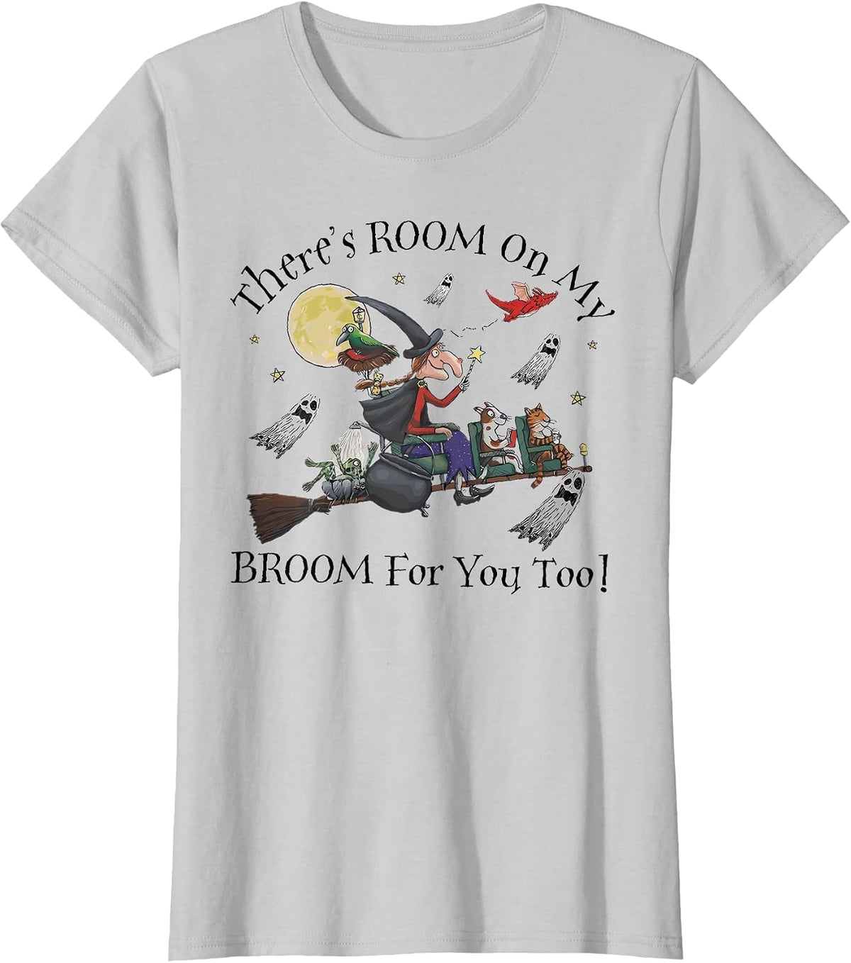 Halloween There's Room On My Broom for You Too Teacher T-Shirt - Silver Grey