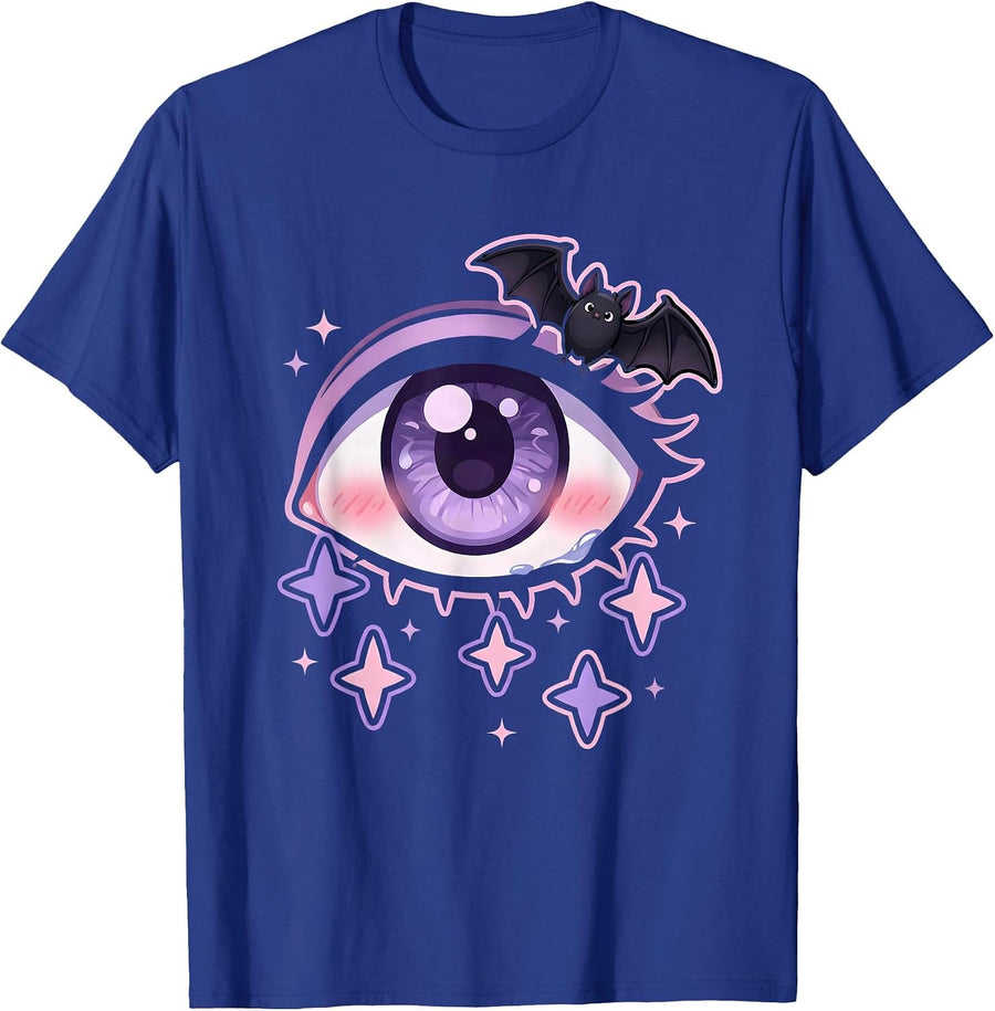 Emo Crying Eye Star Tears Graphic Design T-Shirt - Royal Blue