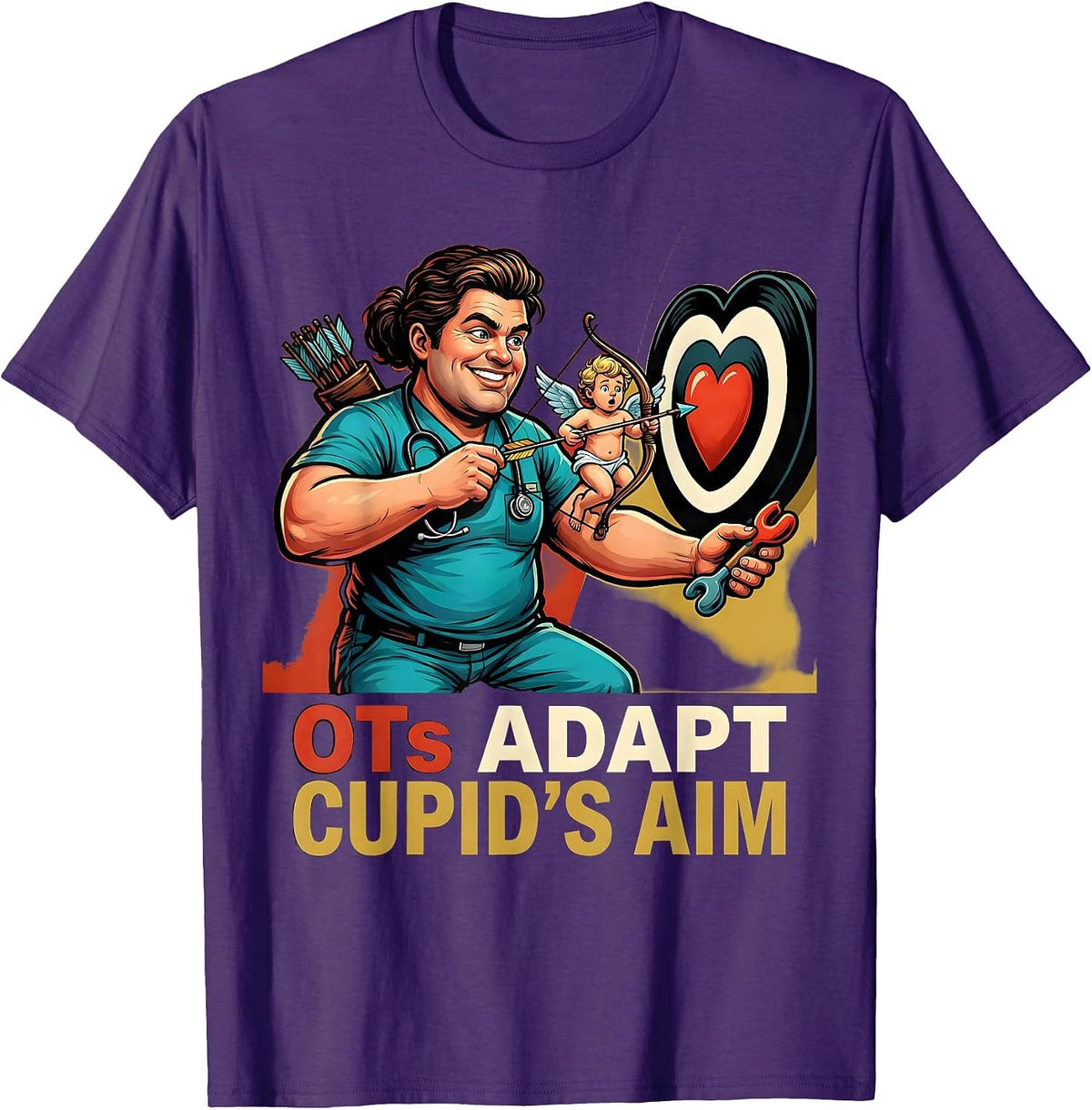 Men's OTs Adapt Cupid's Aim Funny Occupational Therapist Valentine T-Shirt - Purple