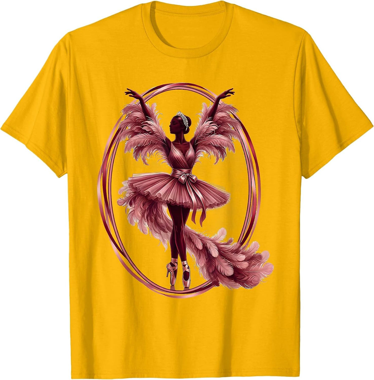 Fabulous Feather Boa Glam Diva Illustration T-Shirt - Golden Yellow