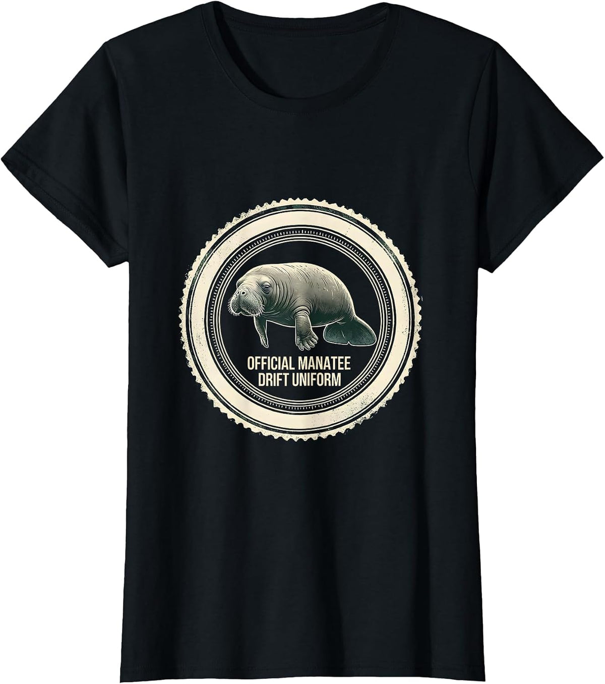 Official Manatee Drift Uniform Rubber Stamp Manatee Lover T-Shirt - Black