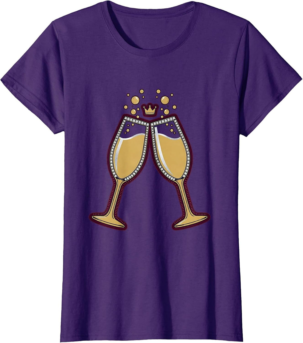 Women's Birthday Celebration Champagne Clinking Glasses T-Shirt - Purple