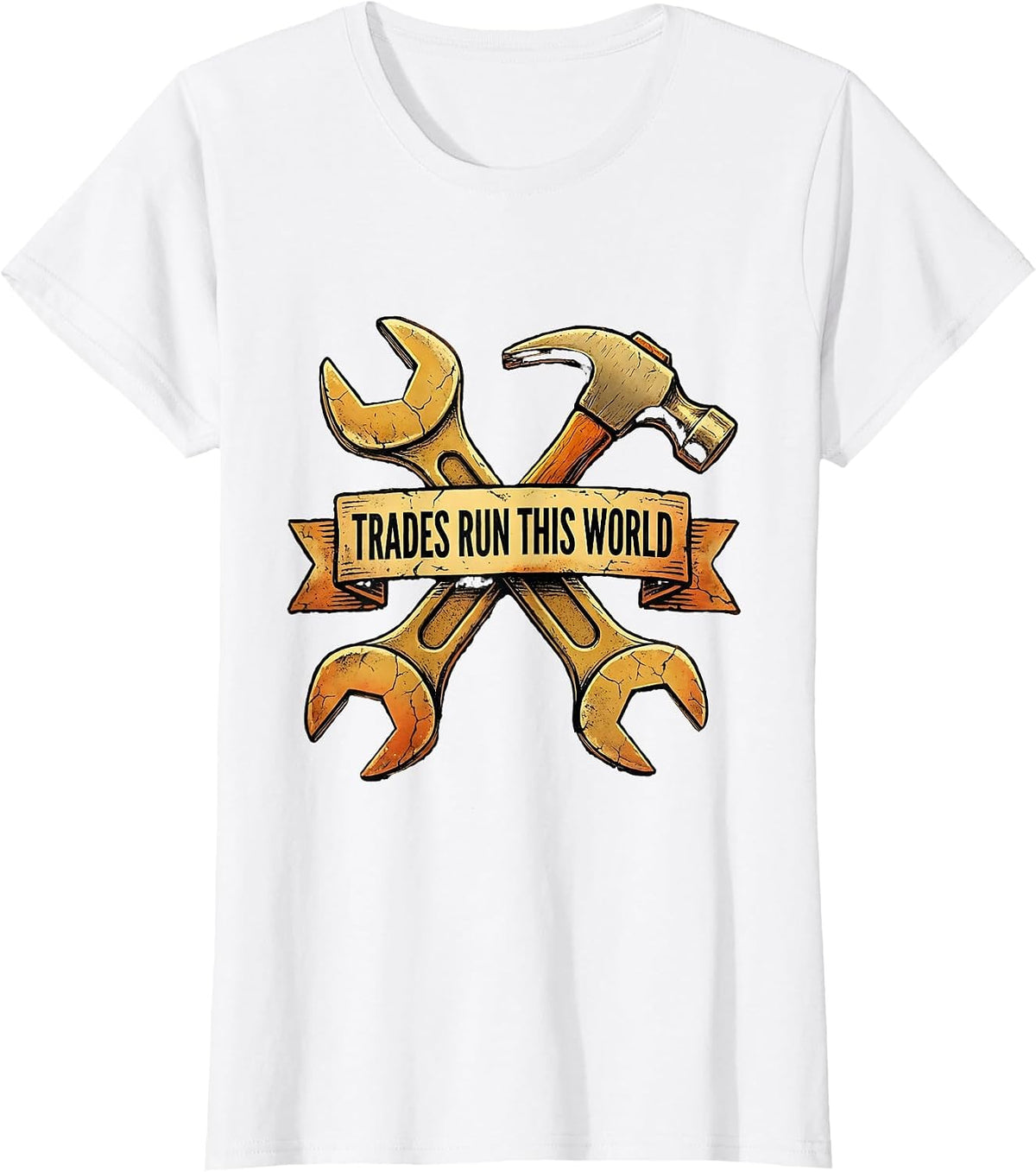 Women's Trades Run This World Blue Collar Pride Design T-Shirt - White
