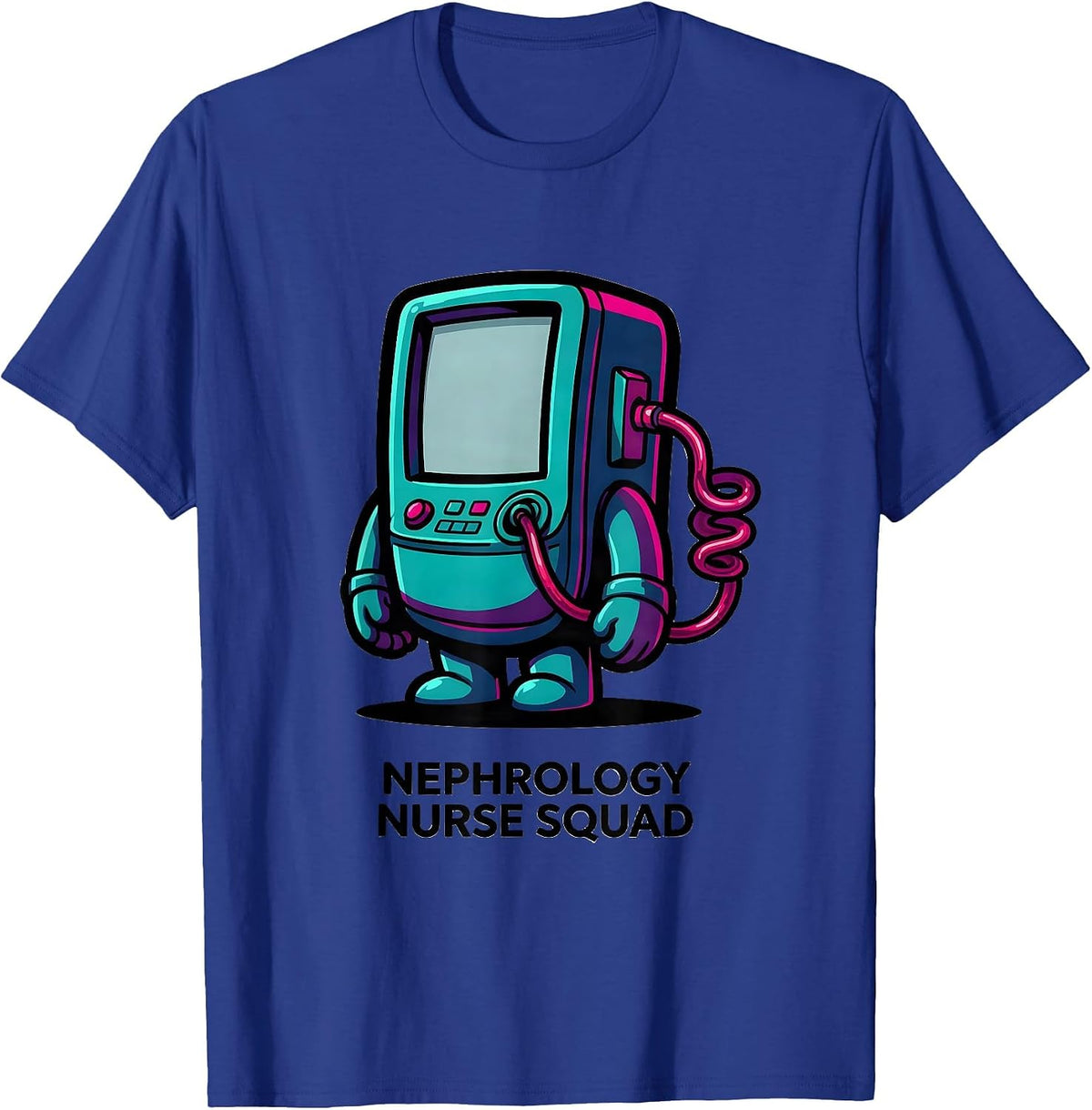 Men's Nephrology Nurse Squad Cartoon Dialysis Machine Humor T-Shirt - Royal Blue