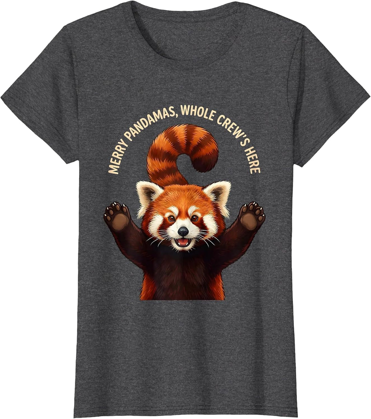 Women's Merry Pandamas, Whole Crew's Here Funny Red Panda Lover Gift T-Shirt - Dark Heather Grey
