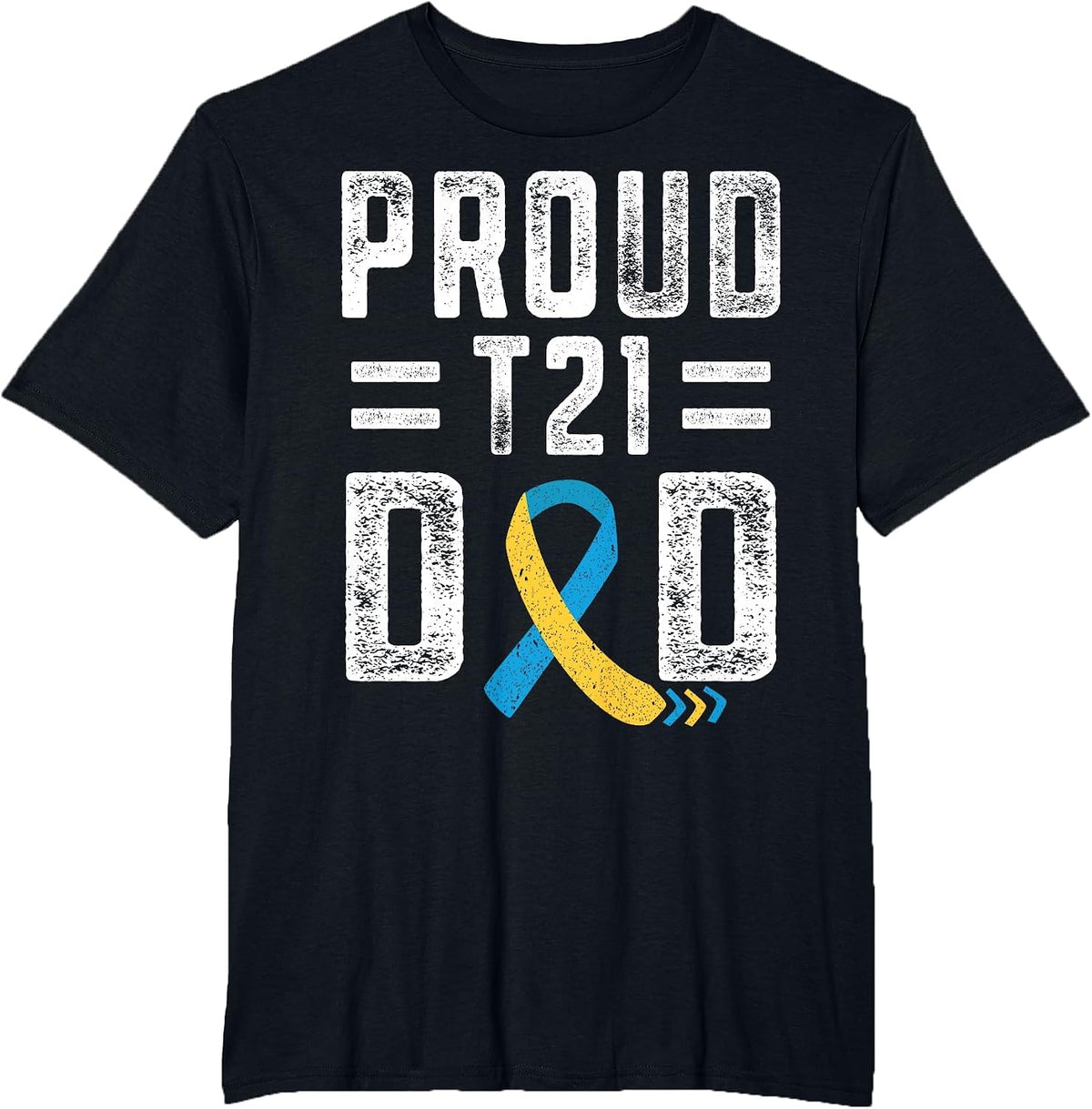 Stolzer T21 DAD Down Syndrome Awareness Day Blue and Yellow T-Shirt - Black