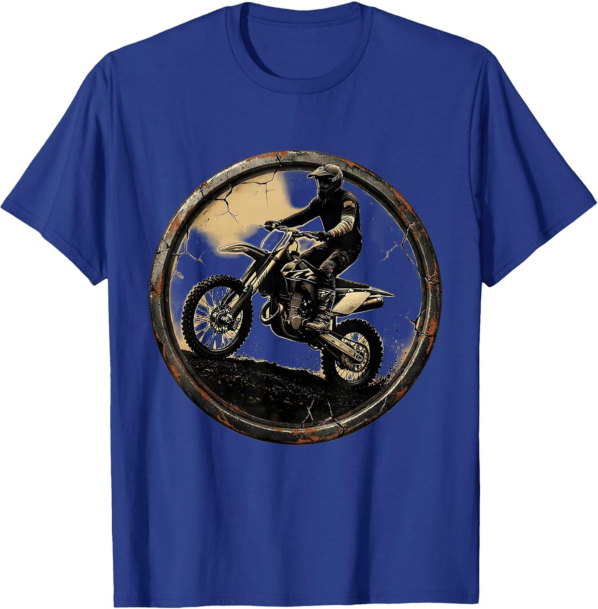 Dirt Bike Rider Distressed Motocross Crash Humor T-Shirt - Royal Blue