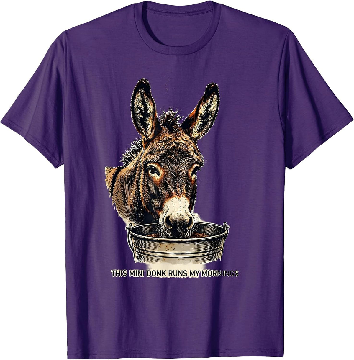 This Mini Donk Runs My Mornings Vintage Funny Donkey Lover T-Shirt - Purple