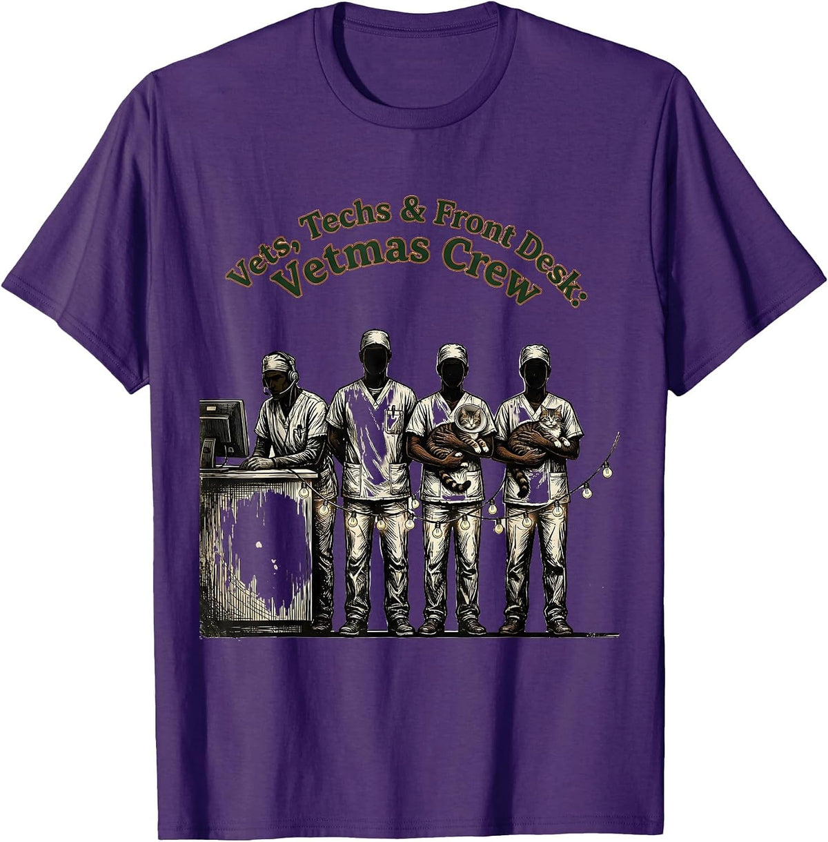 Vets, Techs & Front Desk: Vetmas Crew Funny T-Shirt - Purple