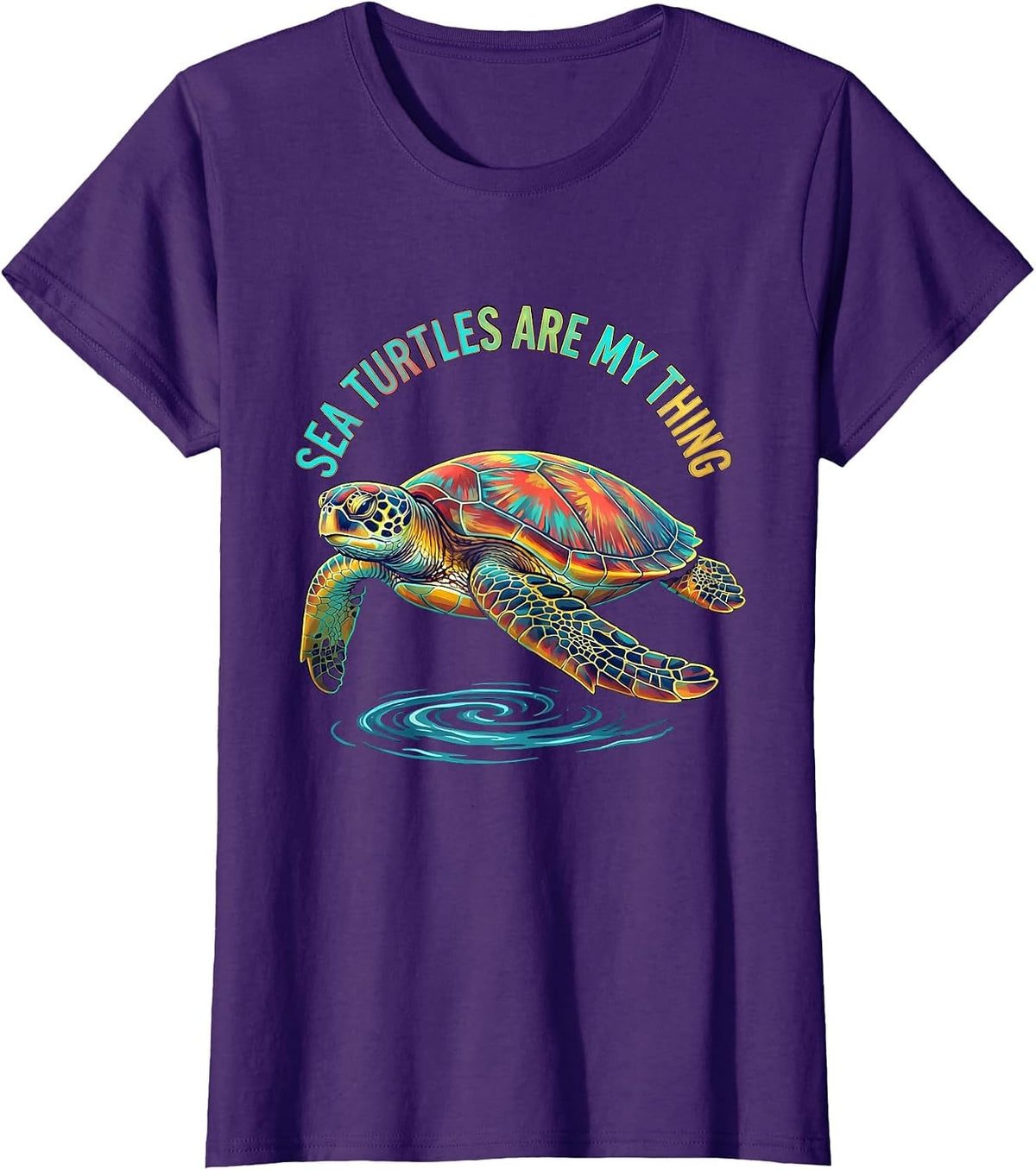Women's Sea Turtles Are My Thing Colorful Sea Turtle Lover Beach T-Shirt - Purple