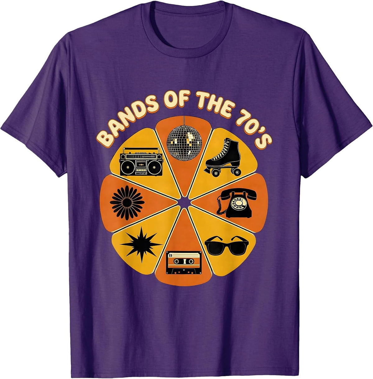 Bands Of The 70's Retro Vintage Classic Rock Music Fan Gift T-Shirt - Purple