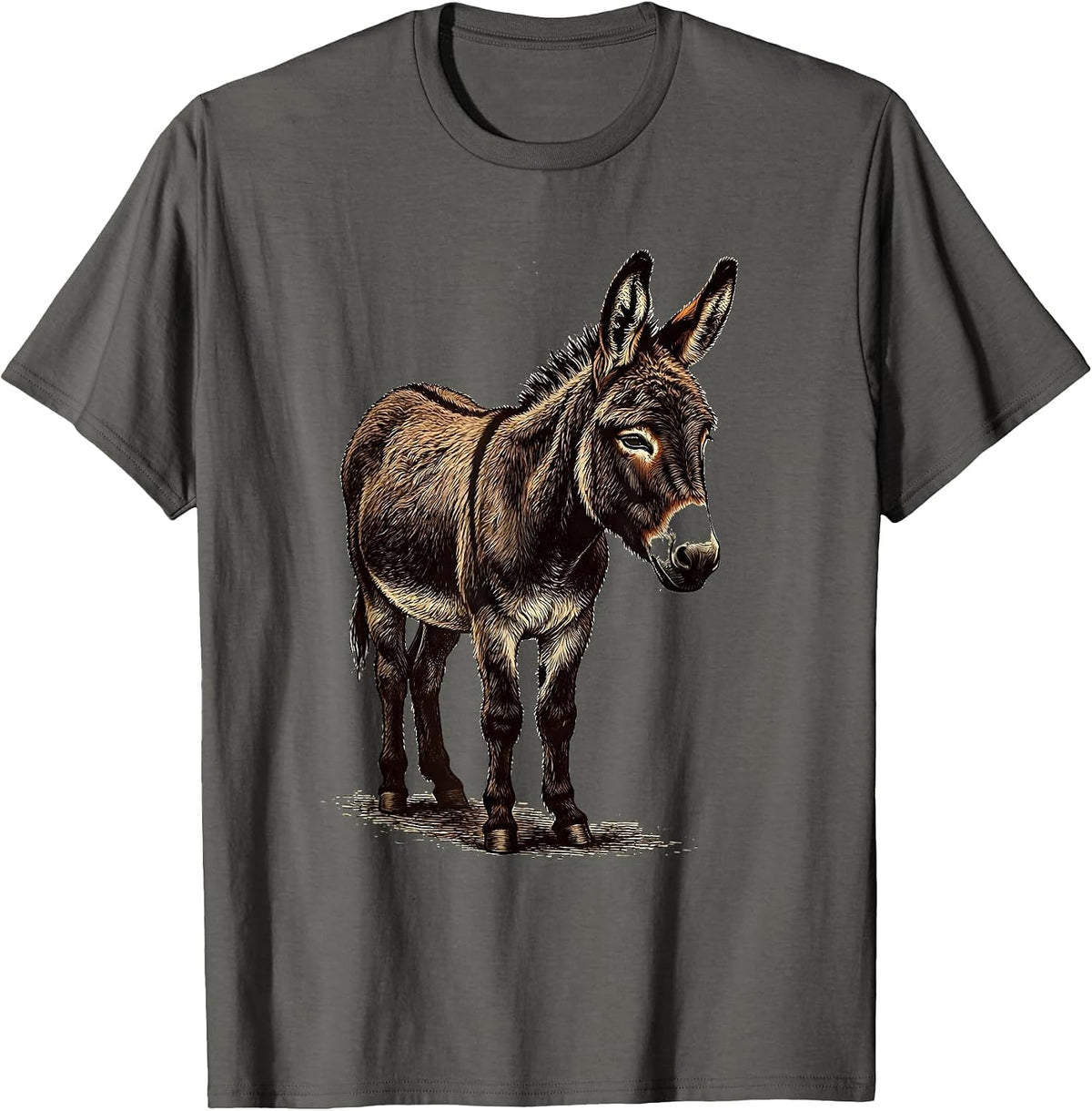 Men's Mini Donkey Vintage Quirky Farm Animal Humor T-Shirt - Asphalt Grey