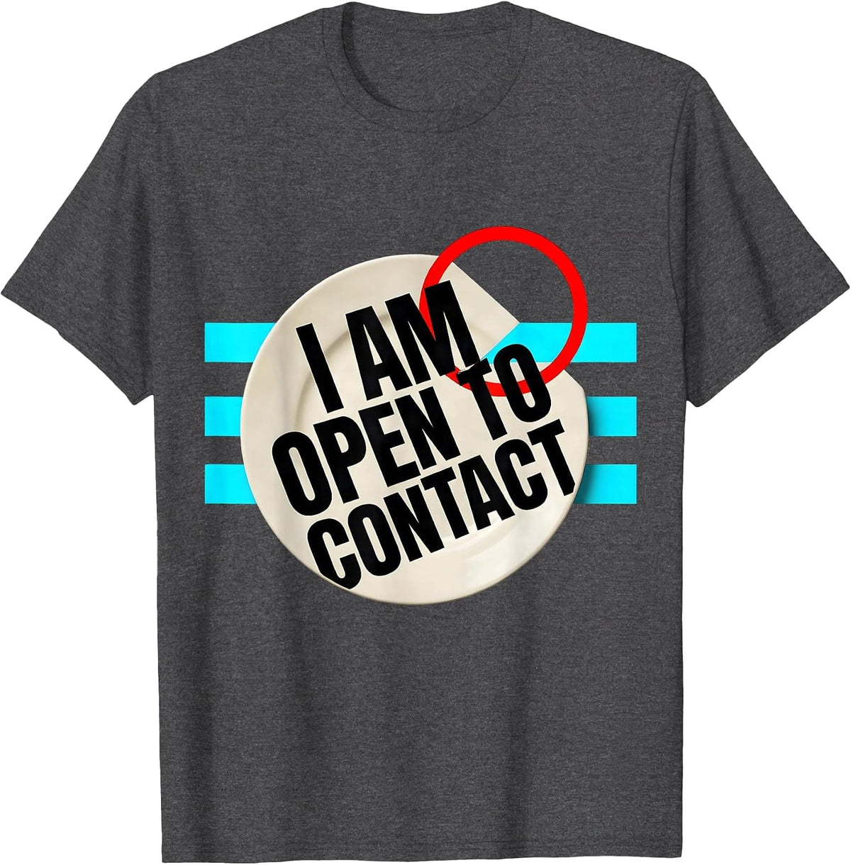 Men's I Am Open To Contact Funny Ham Radio Operator Hobbyist Humor T-Shirt - Dark Heather Grey