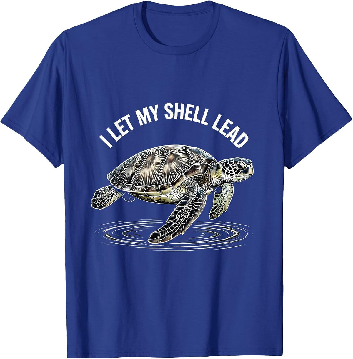 I Let My Shell Lead Line Art Sea Turtle Ocean Animal Lover T-Shirt - Royal Blue
