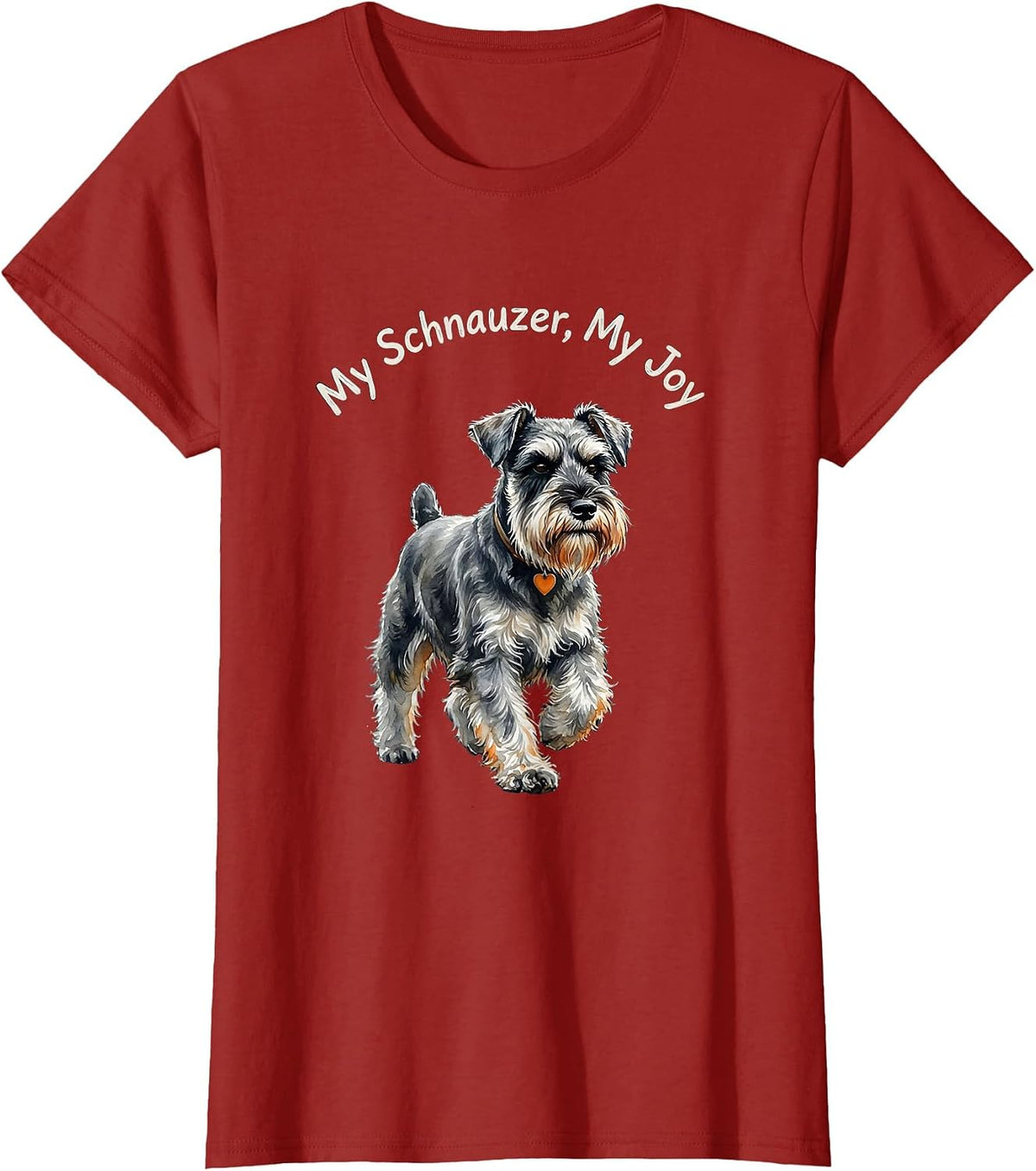 Women's My Schnauzer My Joy Watercolor Miniature Schnauzer Lover T-Shirt - Cranberry Red