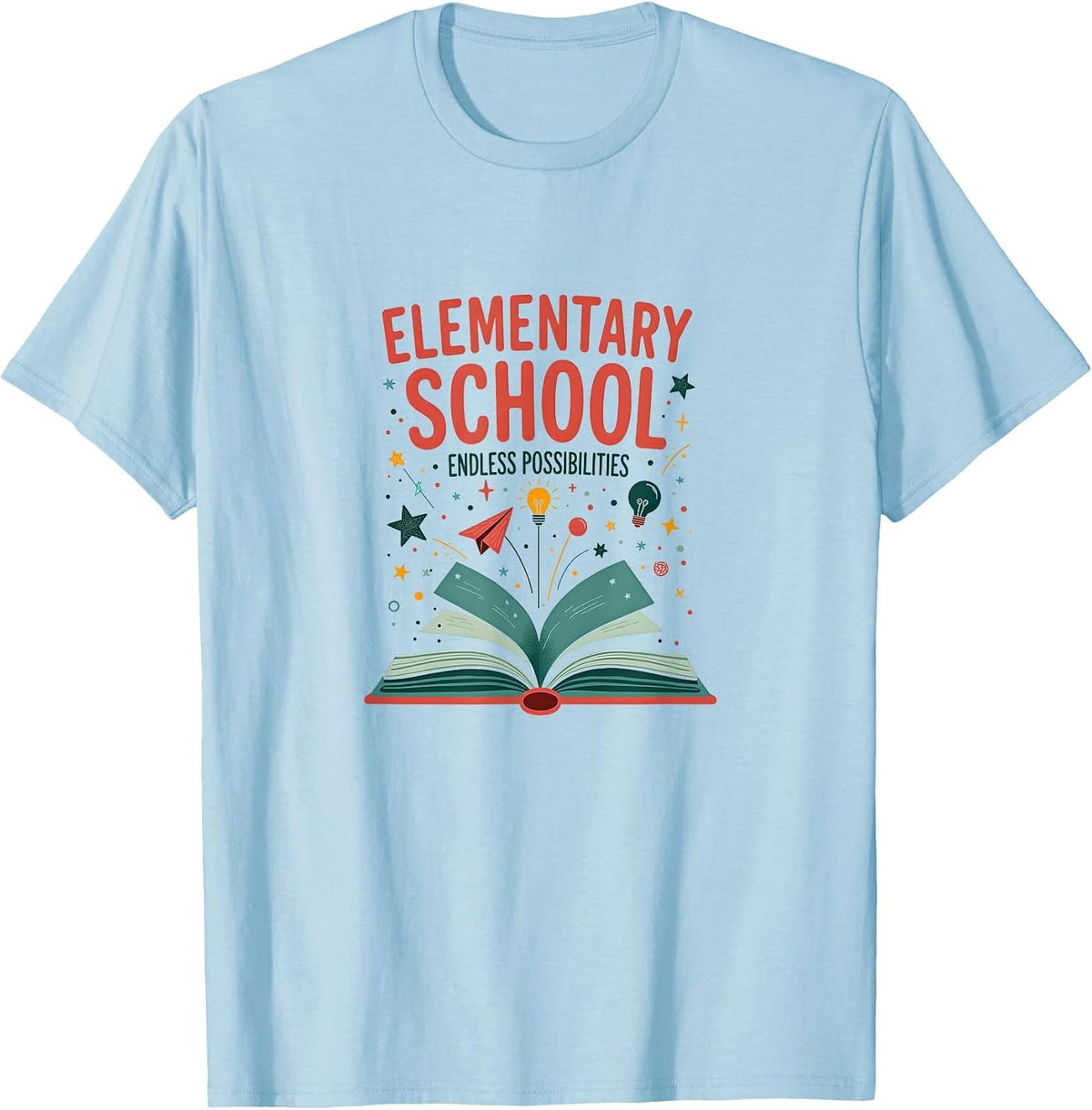 Elementary School Endless Possibilities Summer Teacher T-Shirt - Baby Blue