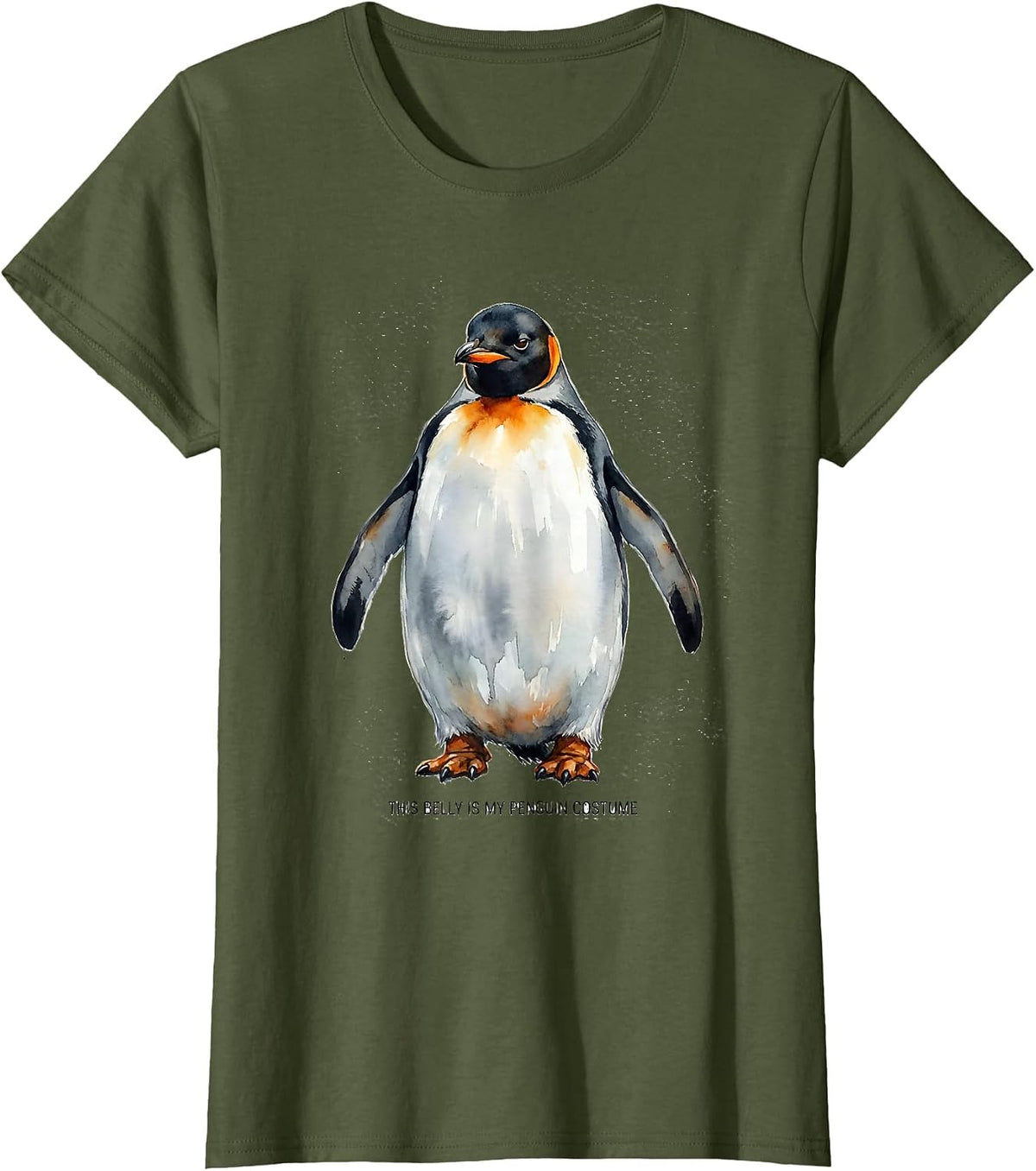 Women's This Belly Is My Penguin Costume Funny Penguin Lover Novelty T-Shirt - Olive Green