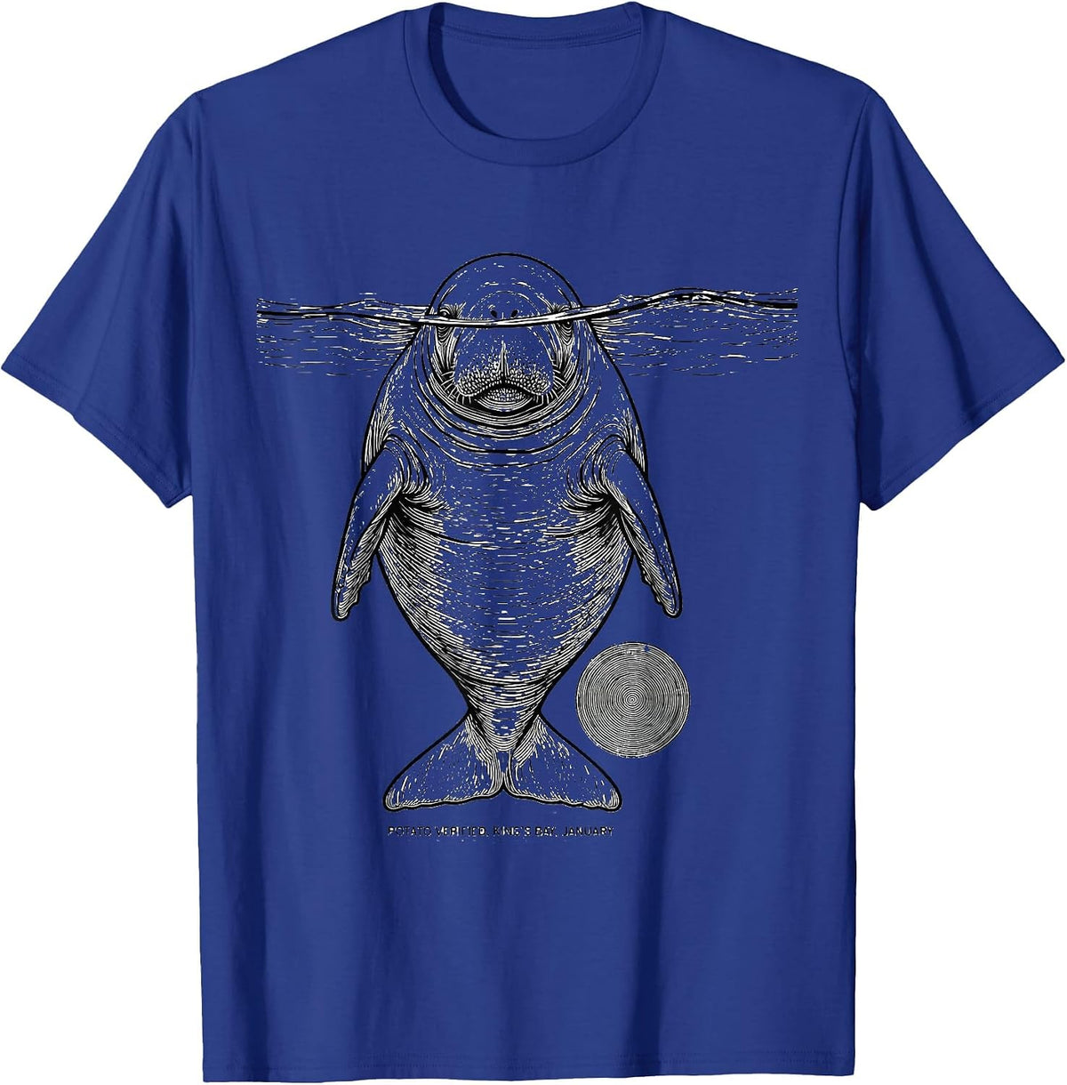 Men's Potato Verified, King's Bay, January Manatee Lover Crystal T-Shirt - Royal Blue