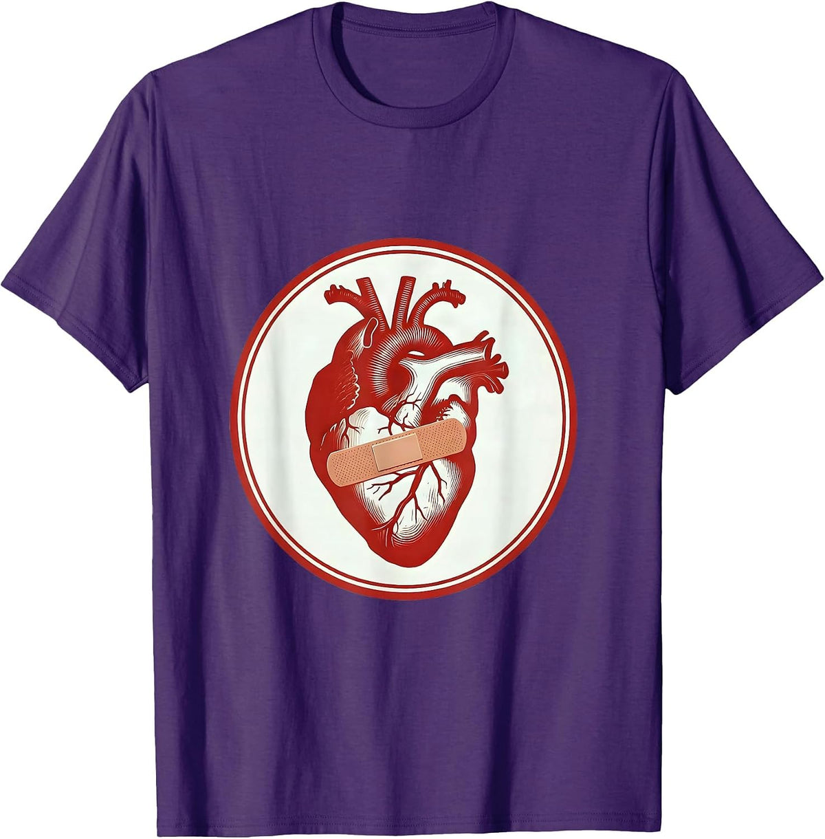 School Nurse Heart Bandage Bow Graphic T-Shirt - Purple