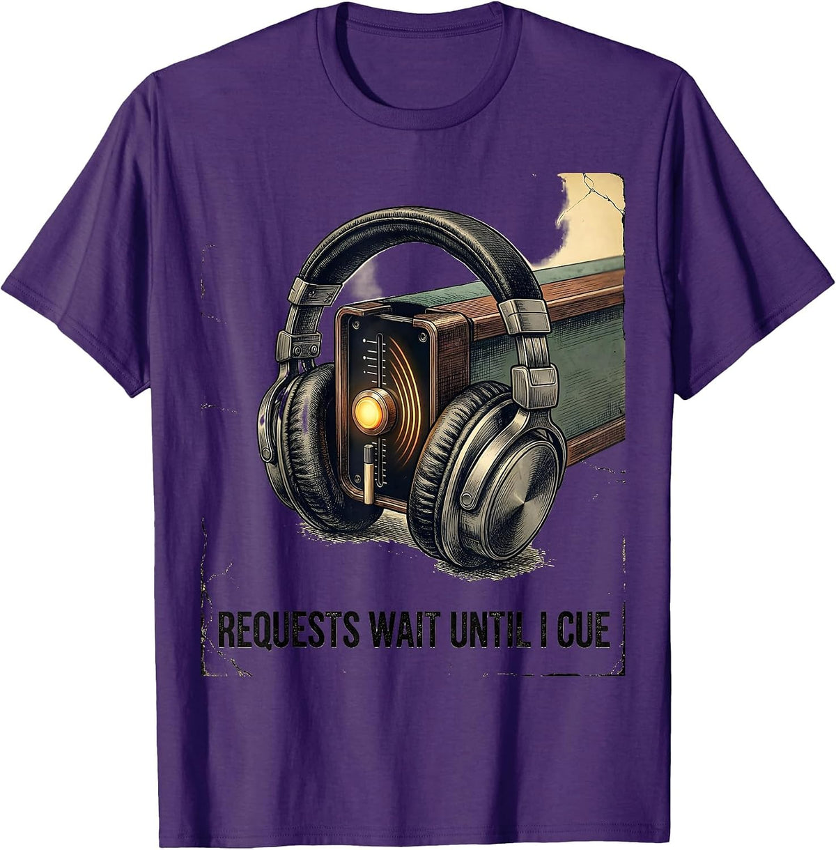 Requests Wait Until I Cue Distressed DJ Gift Vintage T-Shirt - Purple