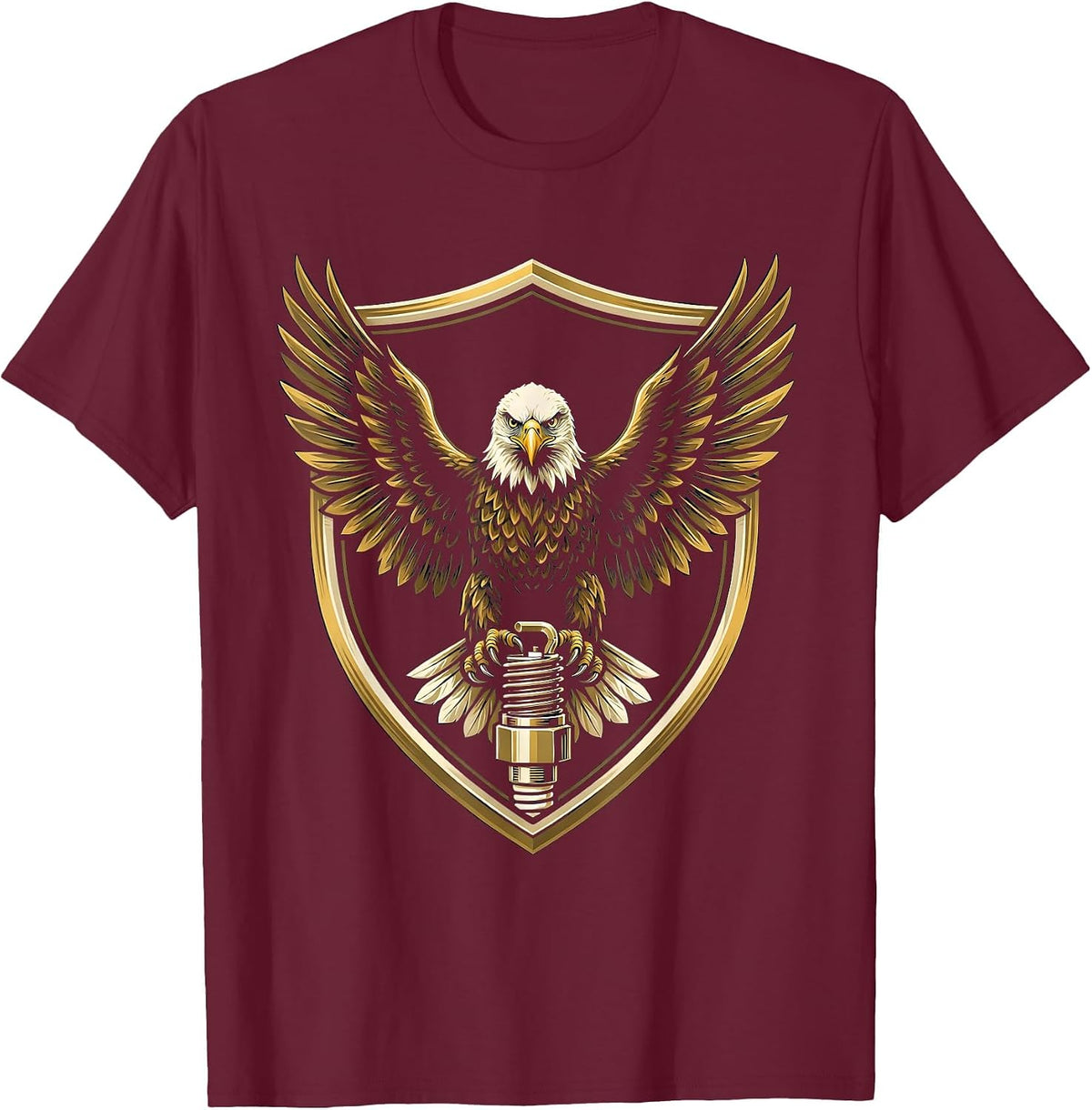 Men's Valley Forge Automotive Bald Eagle Spark Plug T-Shirt - Burgundy