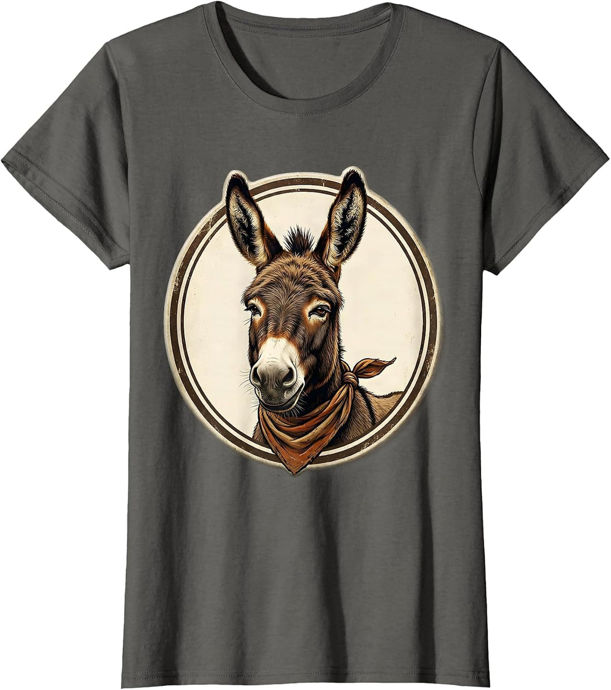 Women's Sealed Donkey Portrait Vintage Animal Lover Halloween Humor T-Shirt - Asphalt Grey