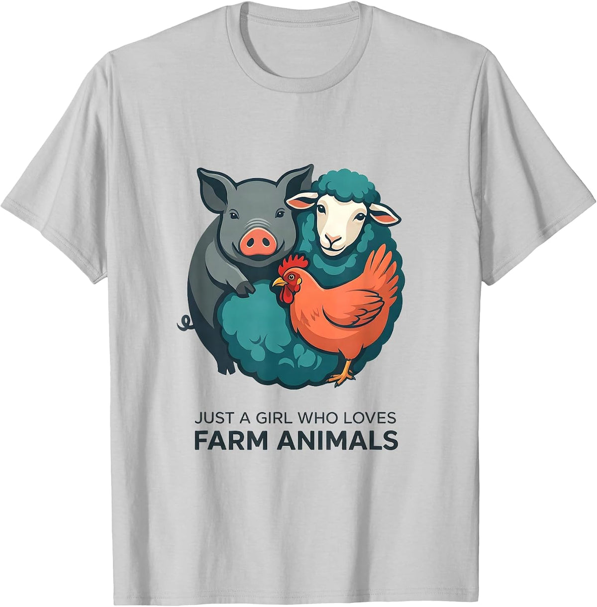 Men's Just A Girl Who Loves Farm Animals Funny Animal Lover Humor T-Shirt - Silver Grey