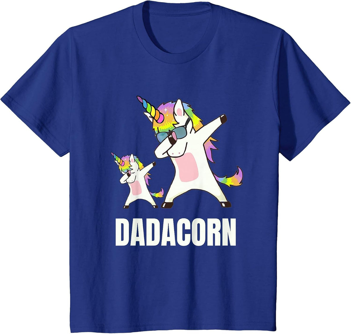 Dadacorn Daddy Unicorn Funny Dabbing Unicorn Dad and Baby T-Shirt - Royal Blue