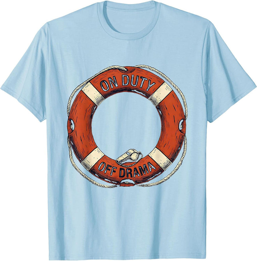 Men's Life Guard On Duty Off Drama Graphic Design T-Shirt - Baby Blue