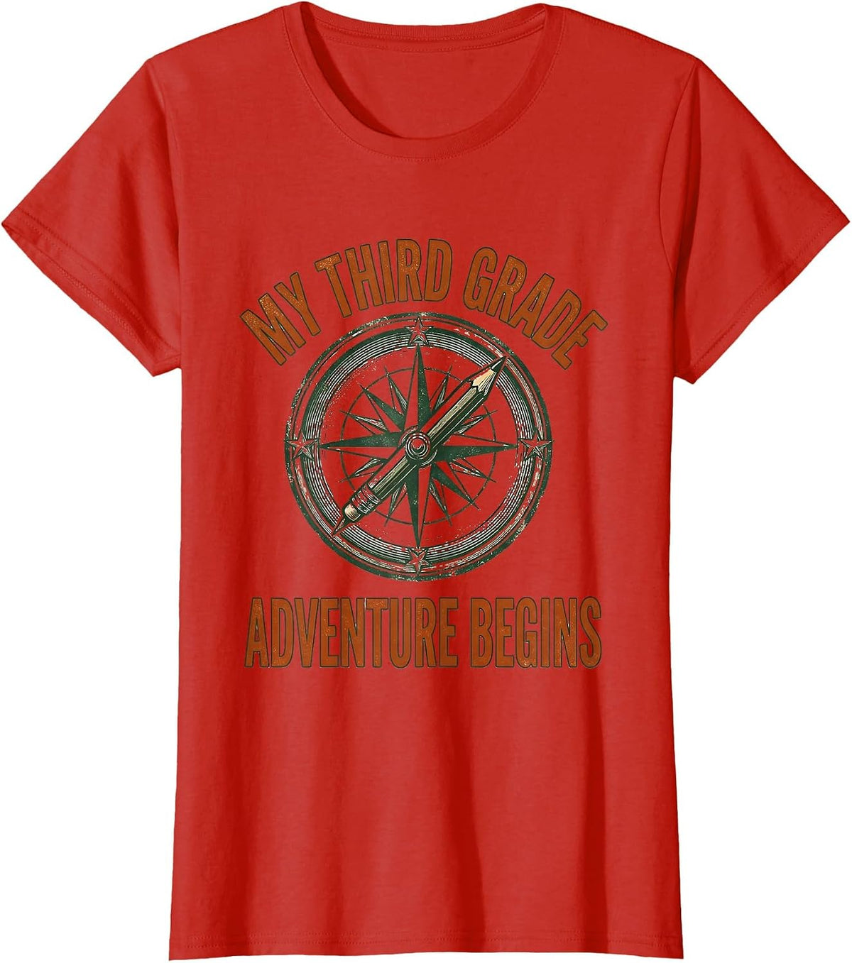 Women's My Third Grade Adventure Begins Vintage Third Grade Back T-Shirt - Red