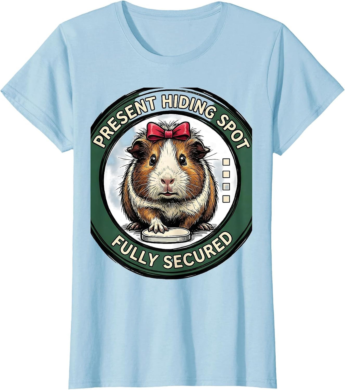 Women's Present Hiding Spot Fully Secured Funny Pet Lover Christmas T-Shirt - Baby Blue