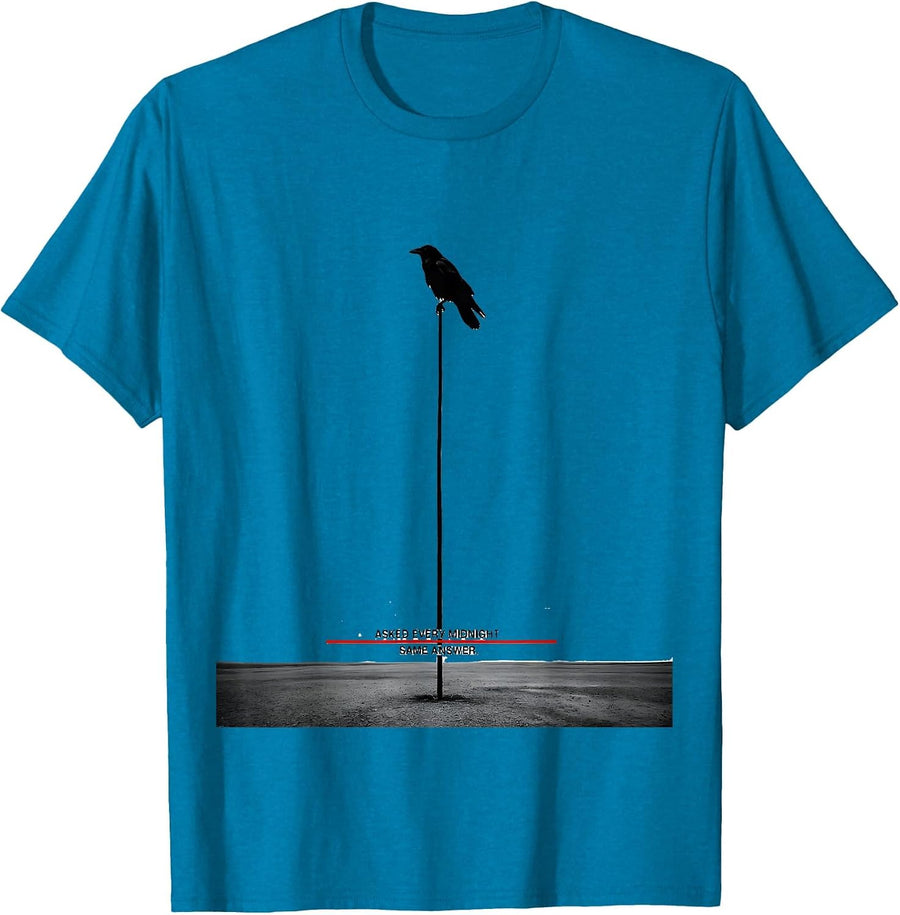 Asked Every Midnight Same Answer Literary Humor Gothic Raven T-Shirt - Sapphire Blue