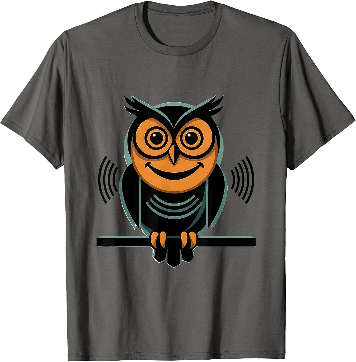 Men's Owl Comedy Mask Bird Lover Humor Animal Enthusiast T-Shirt - Asphalt Grey
