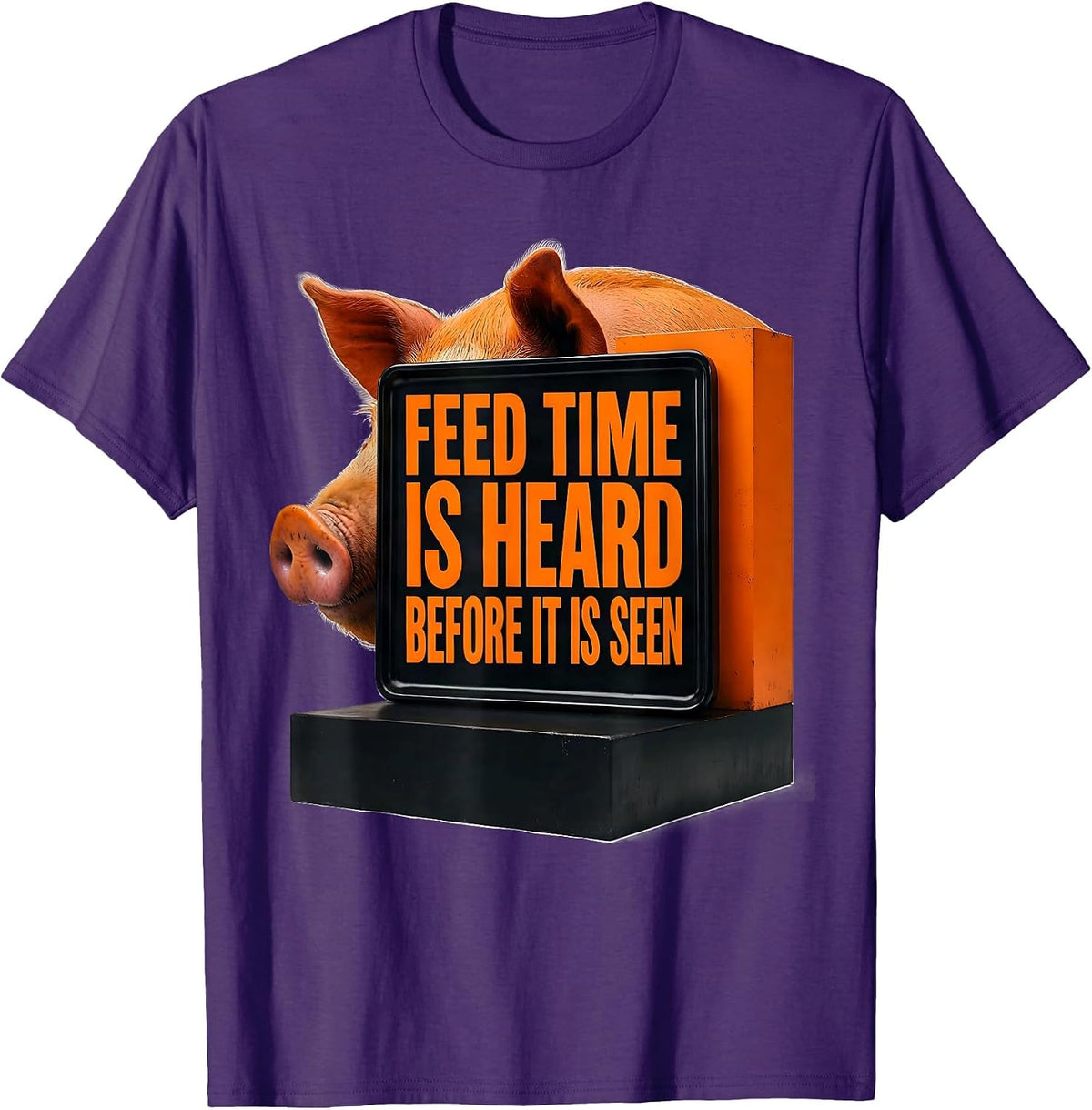 Men's Feed Time Is Heard Before It Is Seen Brutalist Pig Lover T-Shirt - Purple