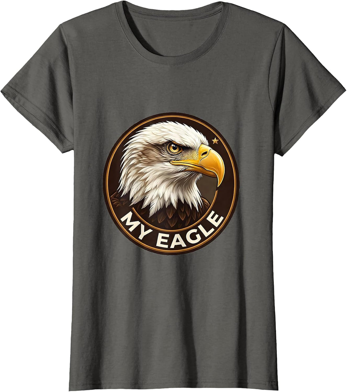 Women's My Eagle Bald Eagle Mascot Fan Pride Family Humor T-Shirt - Asphalt Grey