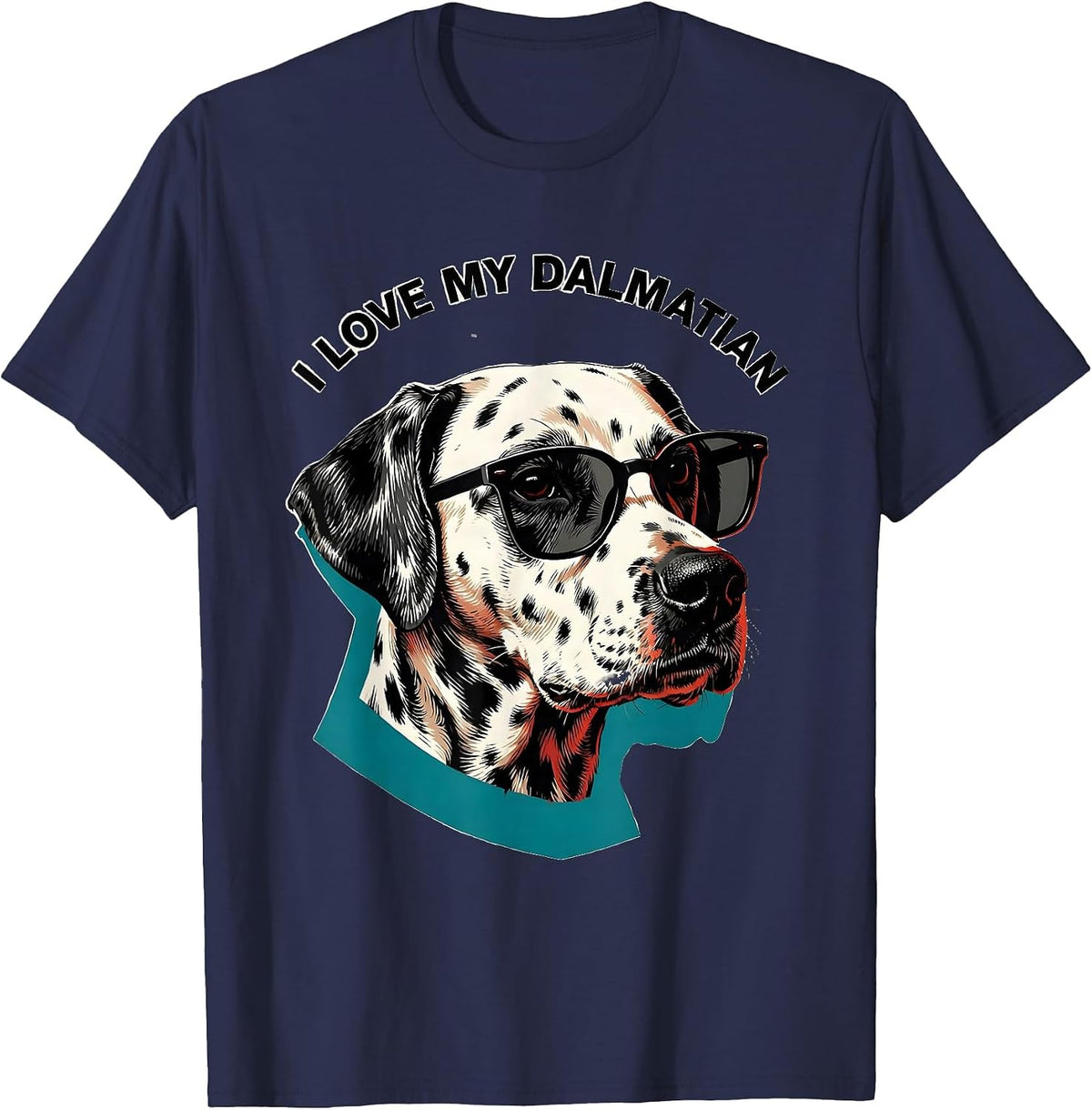 Men's I Love My Dalmatian Funny Dalmatian Dog Lover Breed Portrait T-Shirt - Navy Blue
