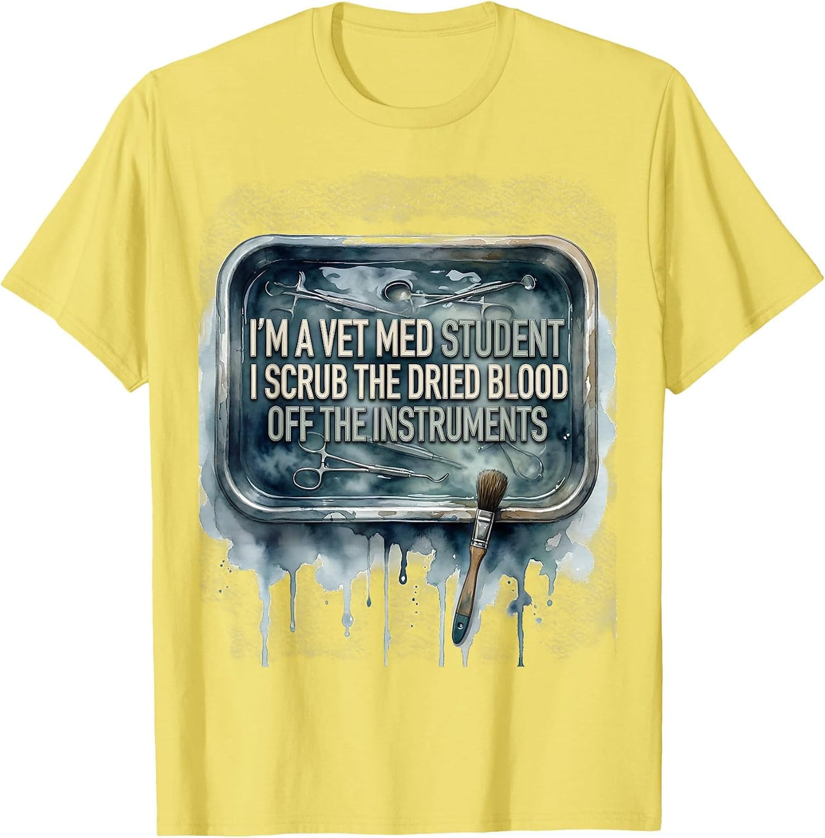 Men's I'm A Vet Med Student Vet Tech Workplace Humor T-Shirt - Lemon Yellow
