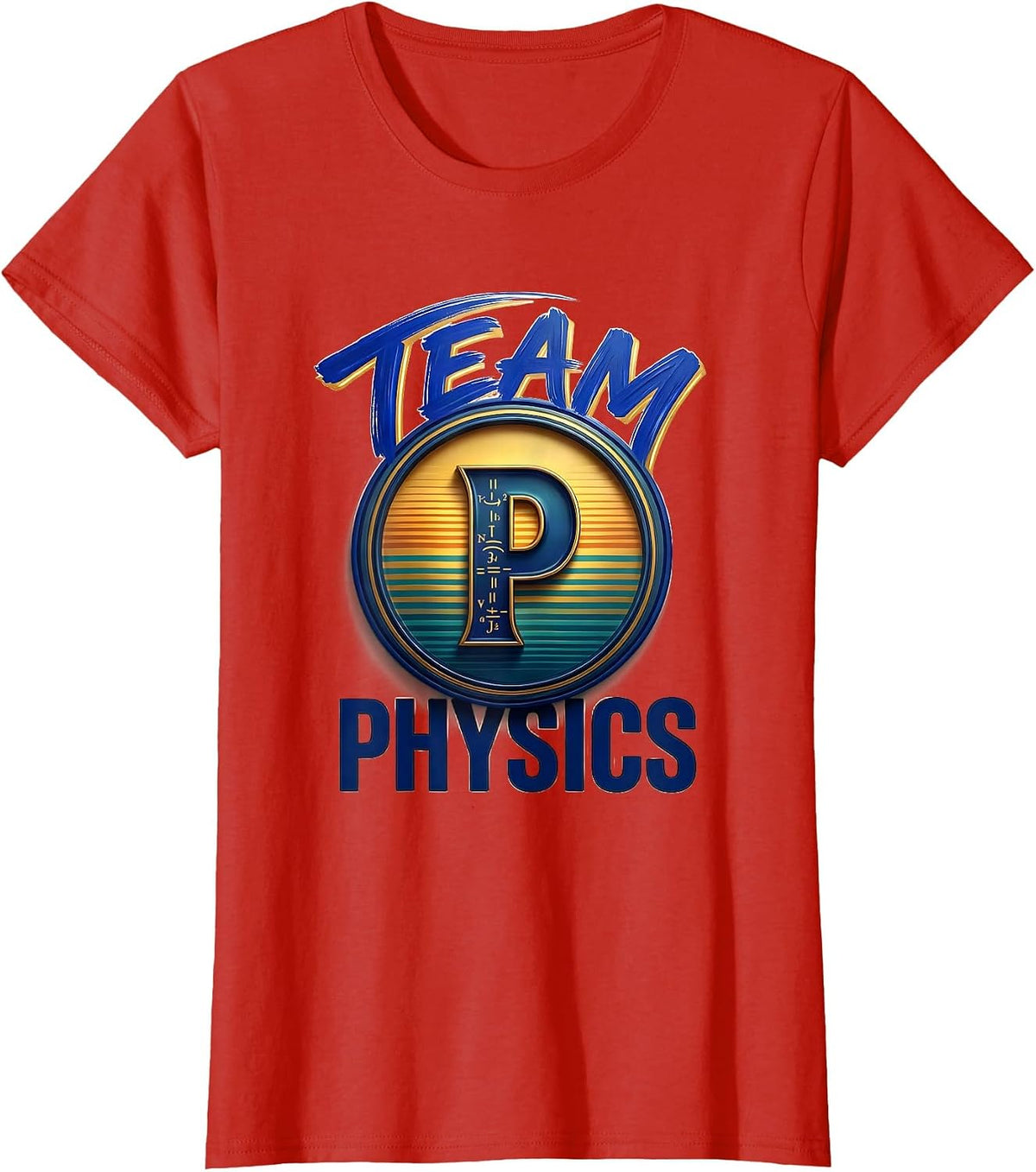 Women's Team Physics Retro Badge STEAM Teacher STEM Pride T-Shirt - Red