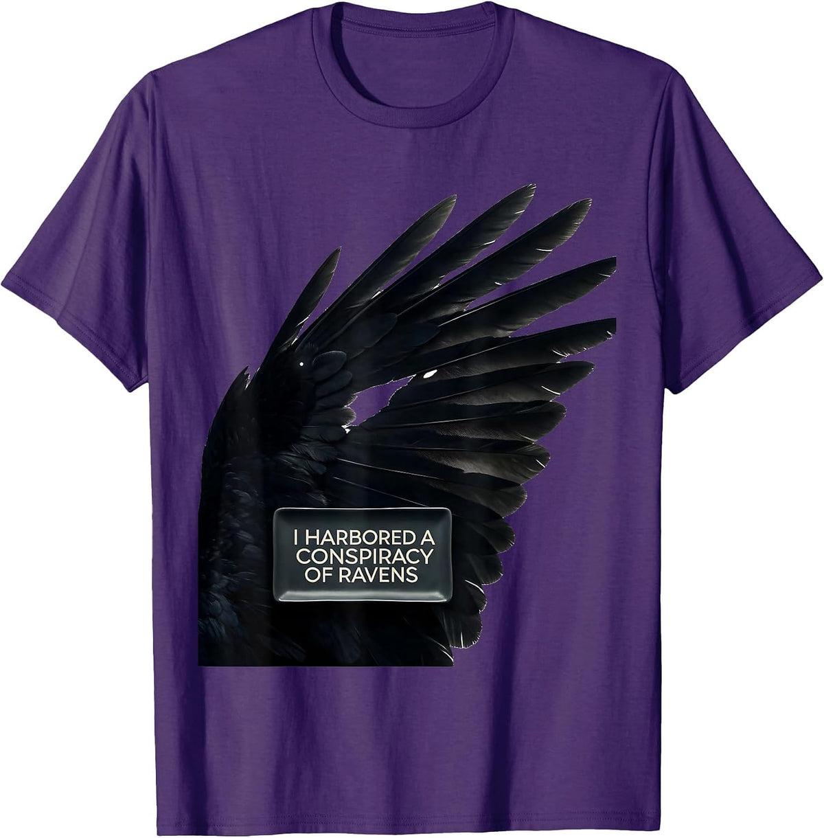 Men's I Harbored A Conspiracy Of Ravens Dark Humor Gothic Bird T-Shirt - Purple