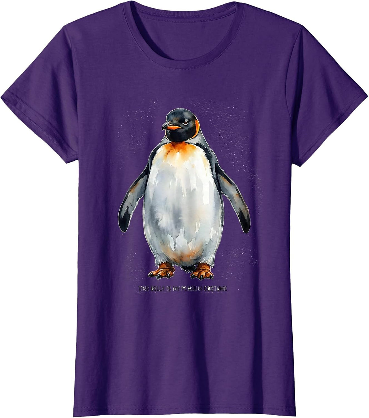 Women's This Belly Is My Penguin Costume Funny Penguin Lover Novelty T-Shirt - Purple