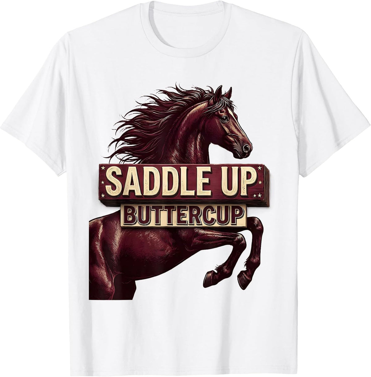 Men's Saddle Up Buttercup Horse Riding Design T-Shirt - White