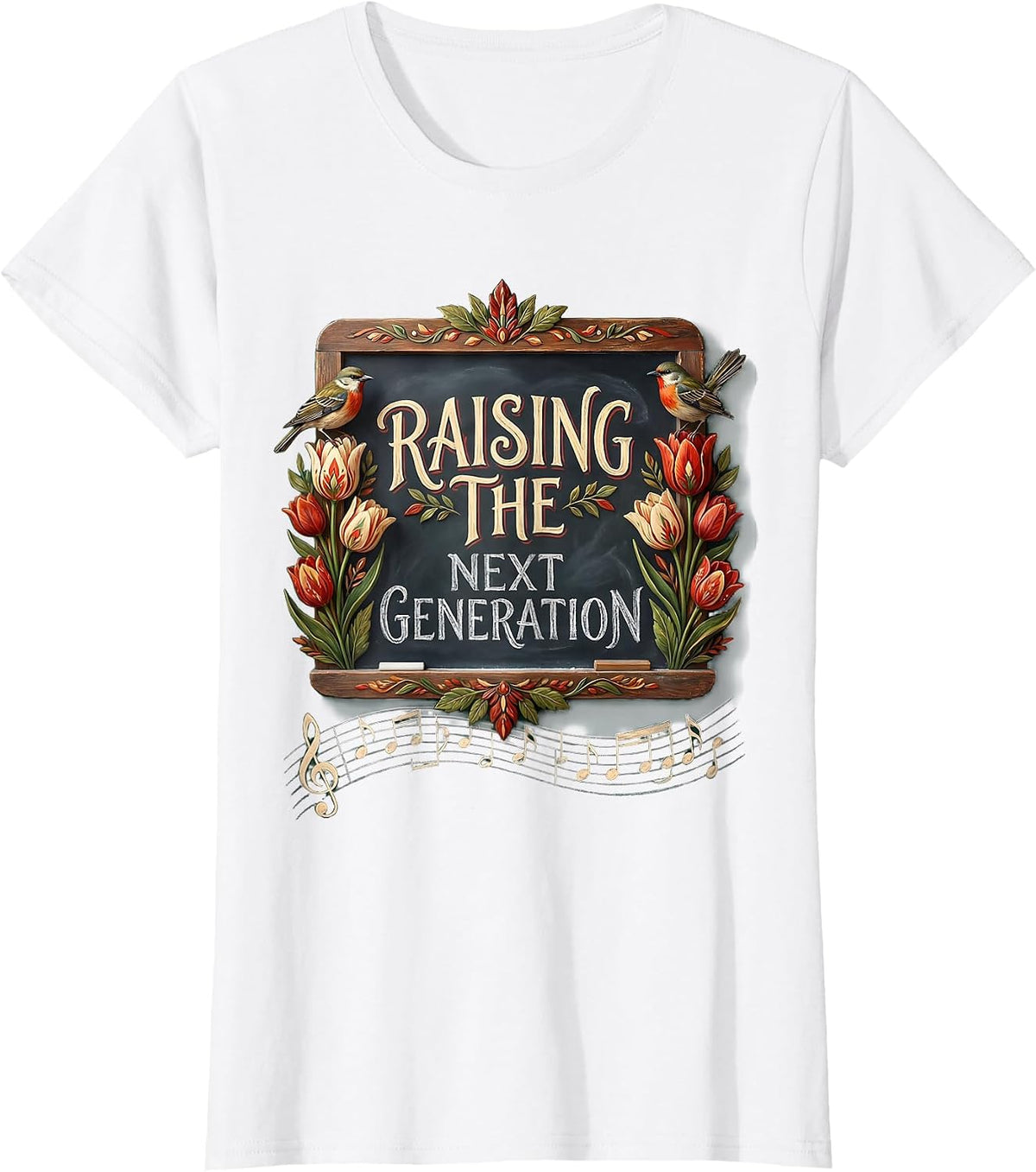 Raising the Next Generation Music Teacher Design T-Shirt - White