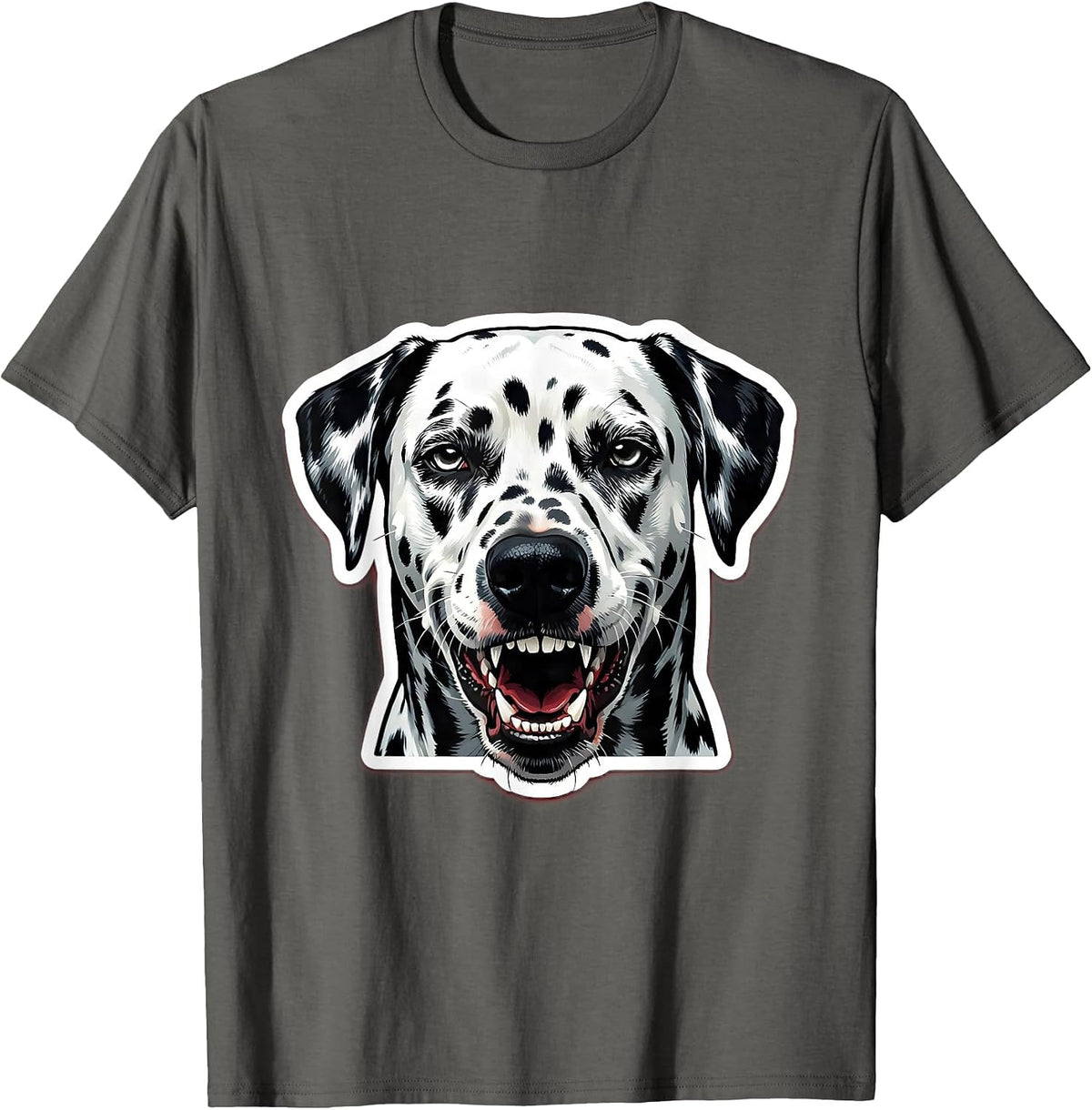 Men's Fierce Dalmatian Snarling Bold Spot Shadow Graphic T-Shirt - Asphalt Grey