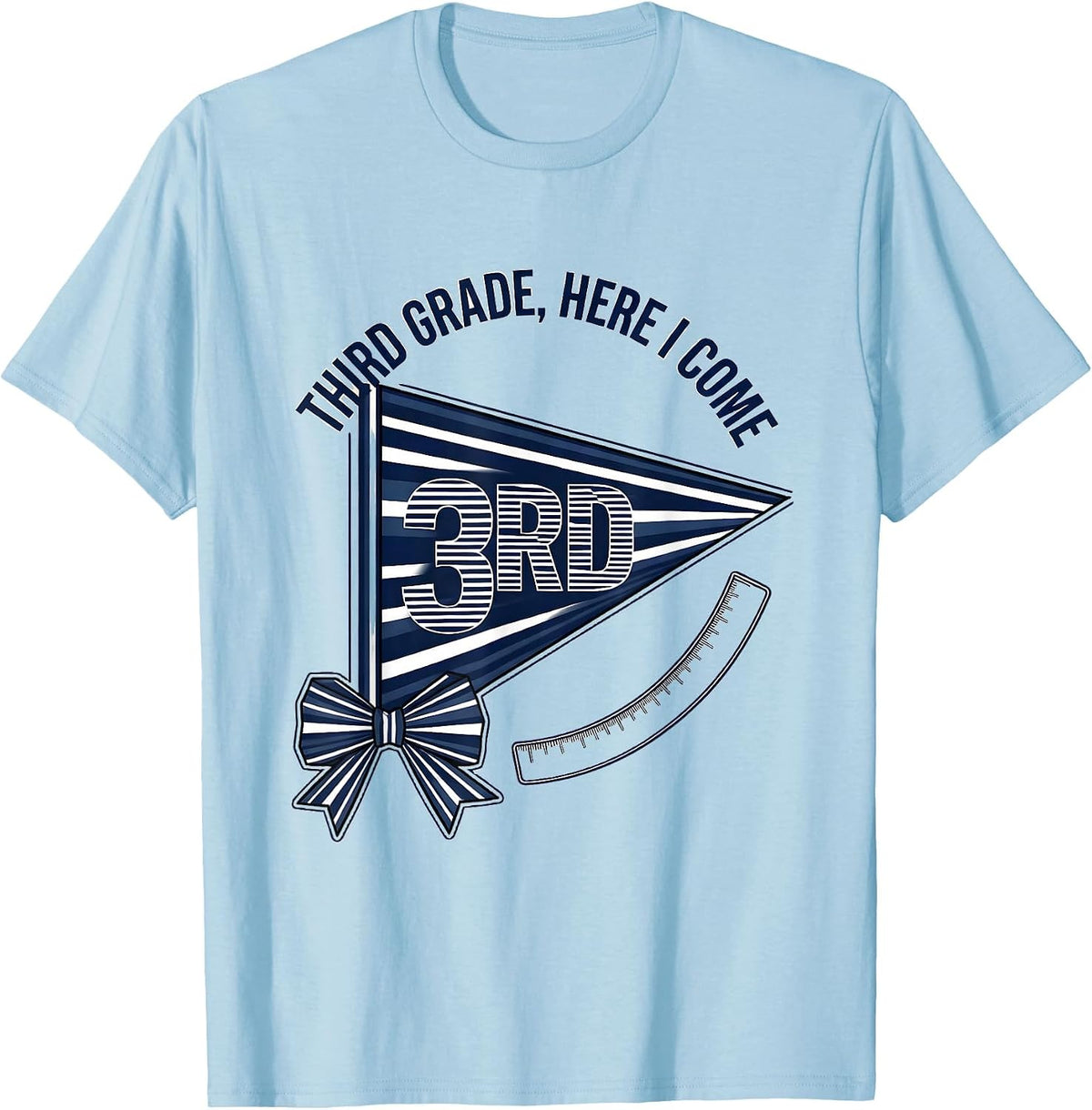 Men's Third Grade Here I Come Pennant Flag Back To School Girl T-Shirt - Baby Blue