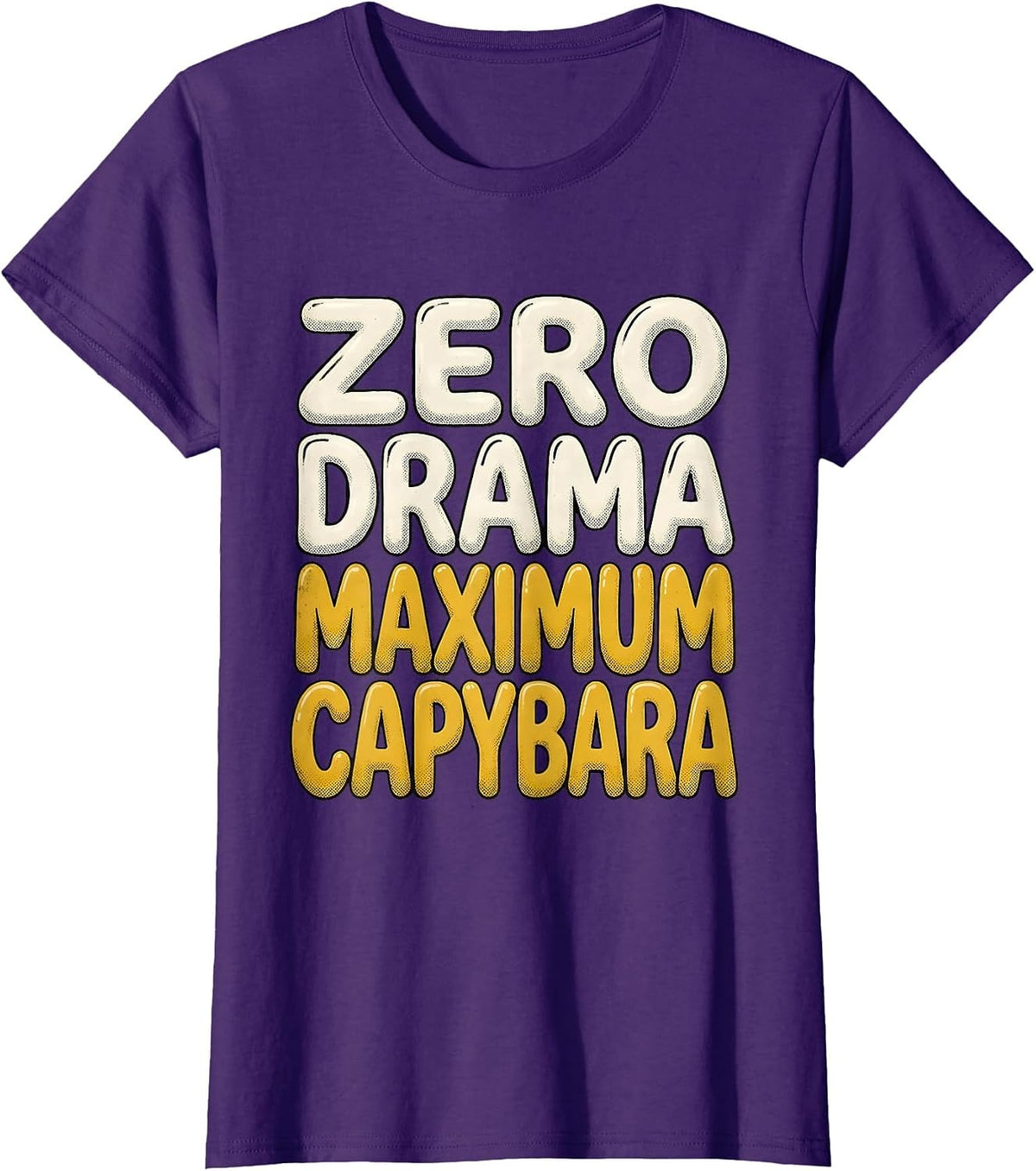 Women's Zero Drama Maximum Capybara Funny Design T-Shirt - Purple