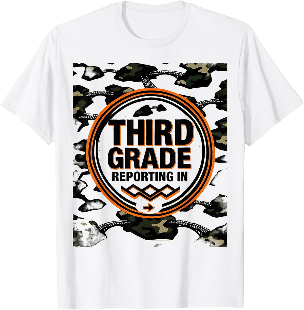 Men's Third Grade Reporting In Camo Back To School Boy T-Shirt - White