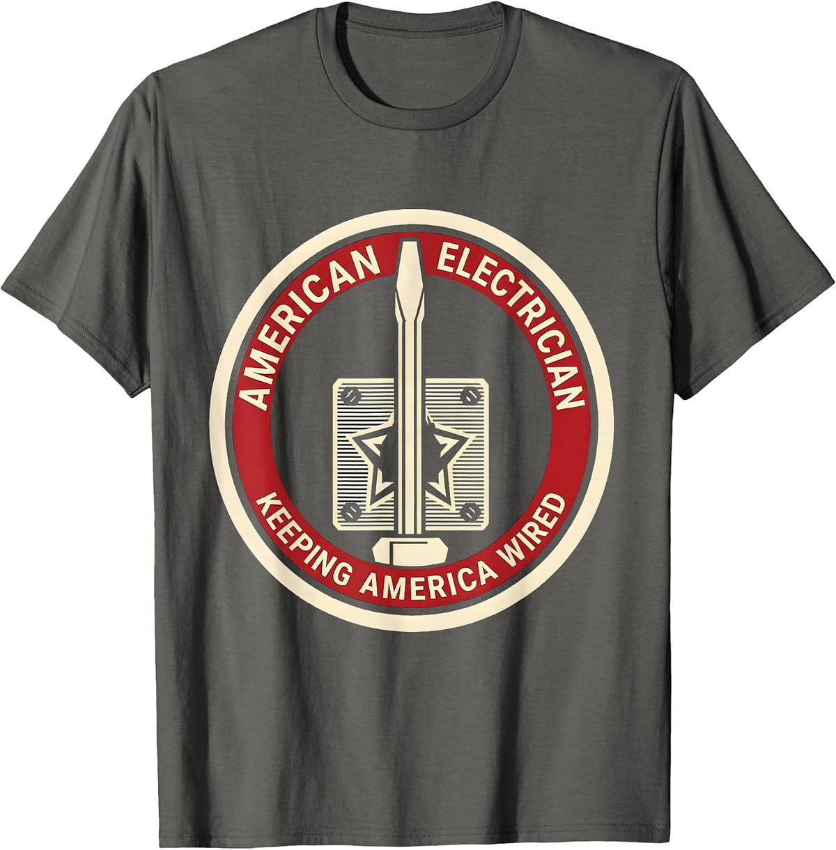 Men's American Electrician, Keeping America Wired Electrician T-Shirt - Asphalt Grey