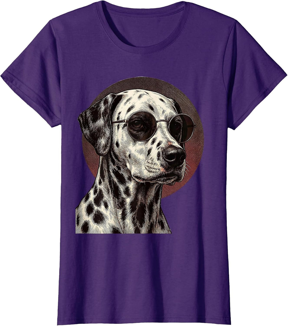 Women's Dalmatian Sunglasses Portrait Dog Owner Breed Portrait T-Shirt - Purple