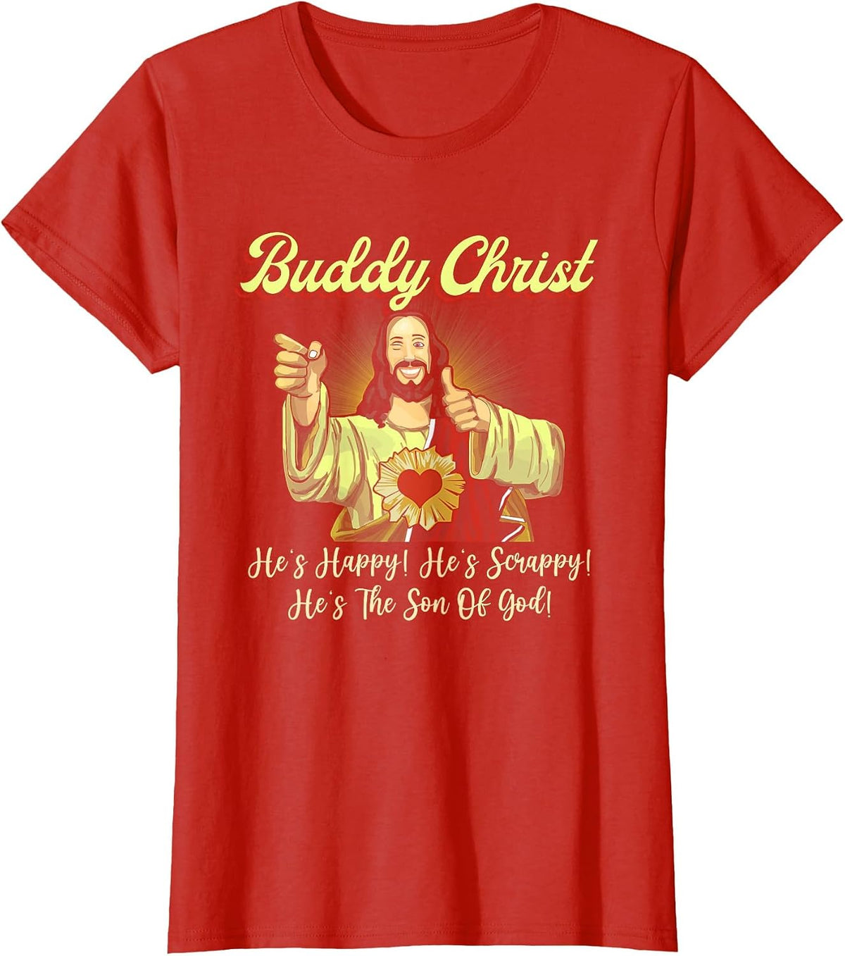 Buddy a Christ Christmas He Happy Scrappy The Son of God T-Shirt - Red