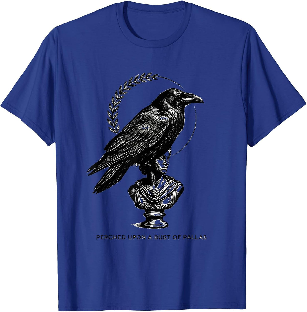 Perched Upon A Bust Of Pallas Gothic Literary Raven Edgar T-Shirt - Royal Blue